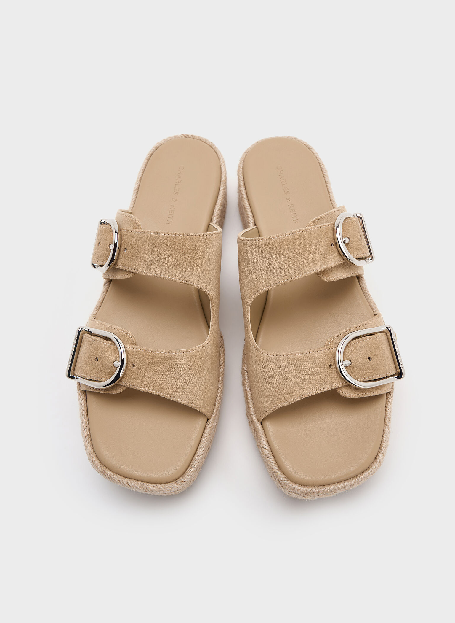 Faux Suede Double-Strap Espadrille Flatform Sandals, Sand, hi-res