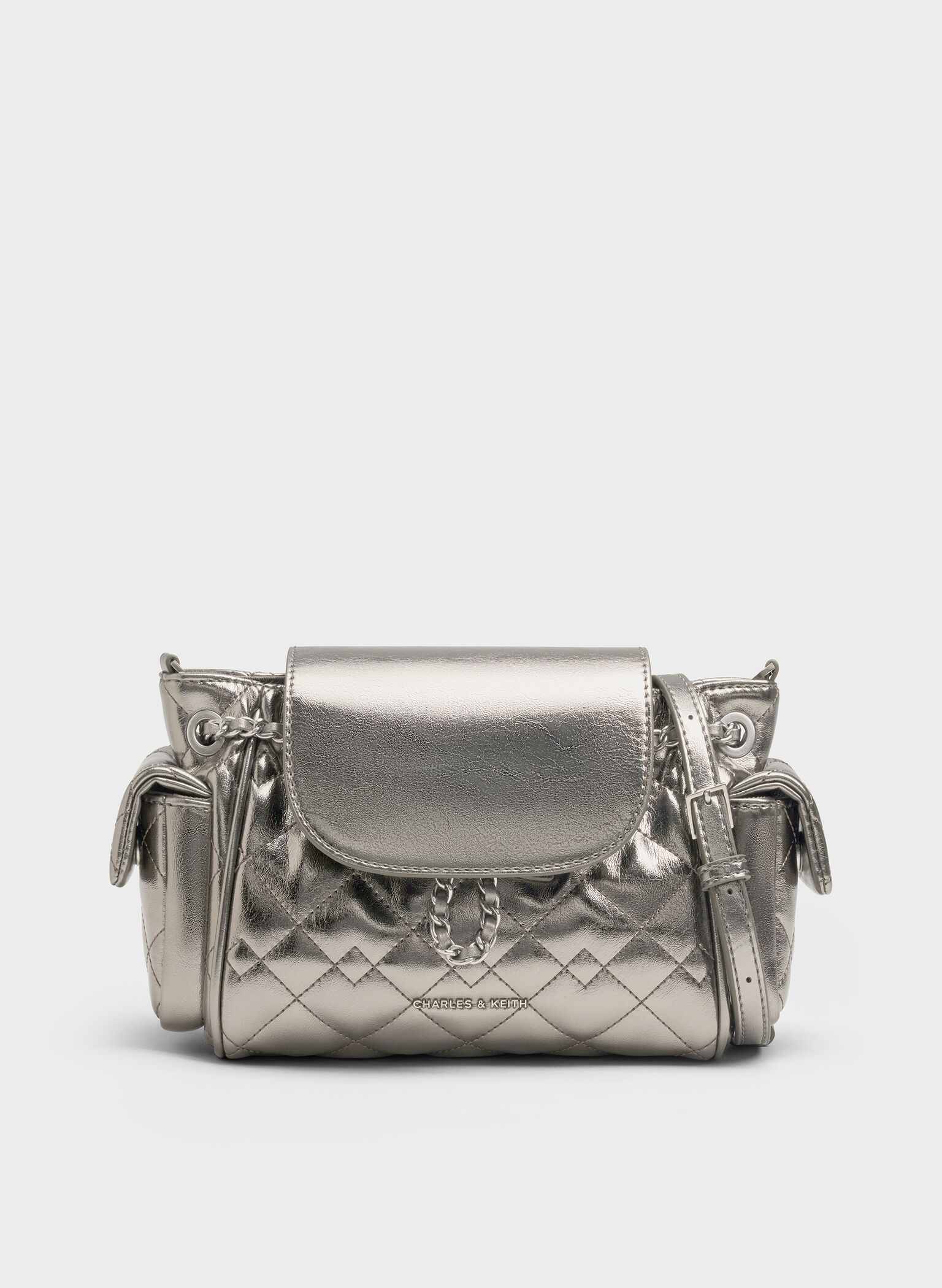 Duo Quilted Two-Way Front Flap Backpack, Pewter, hi-res