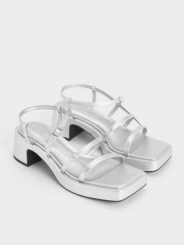 Selene Strappy Sandals, Silver, hi-res