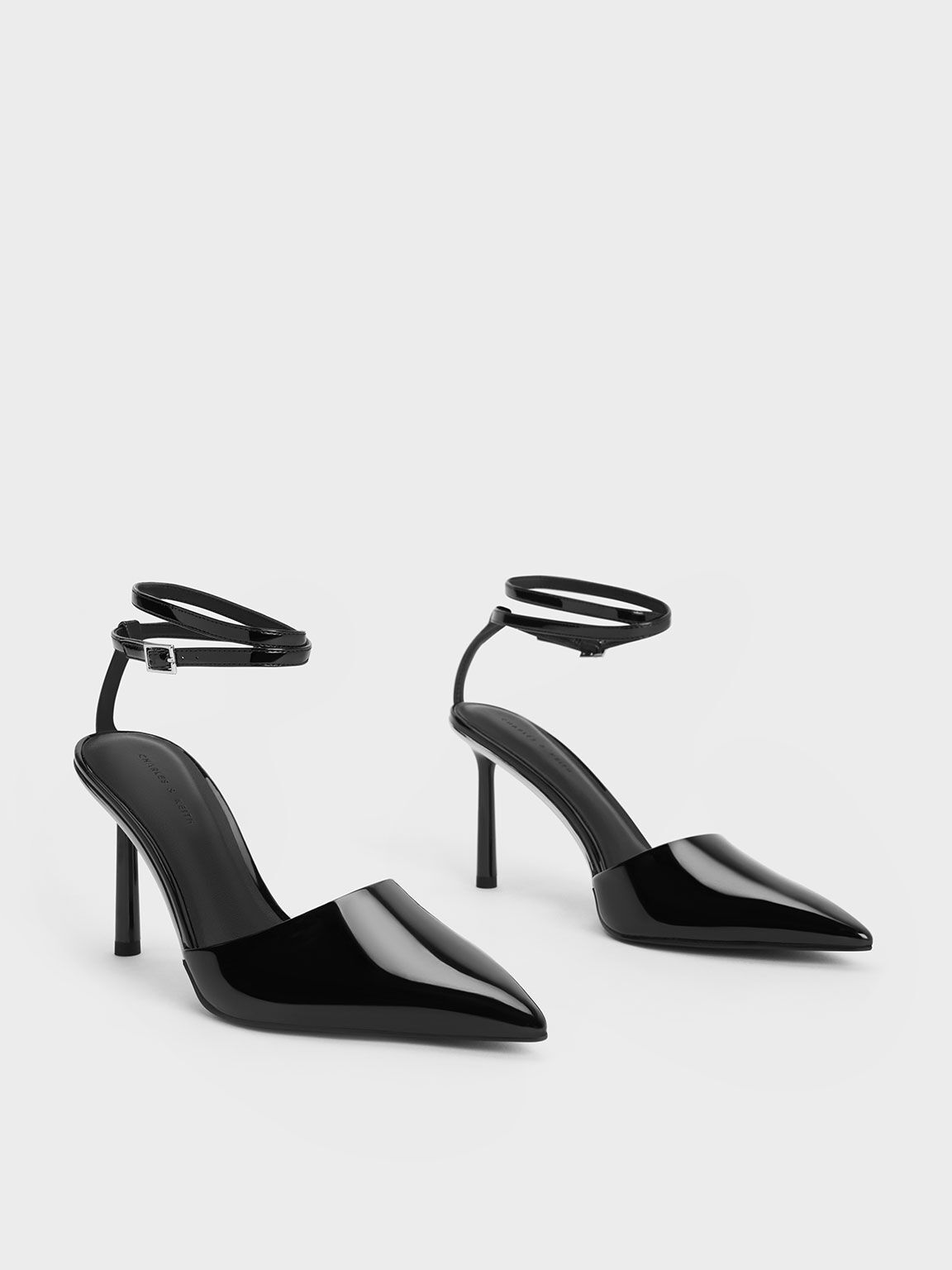 Faux patent cheap leather heels