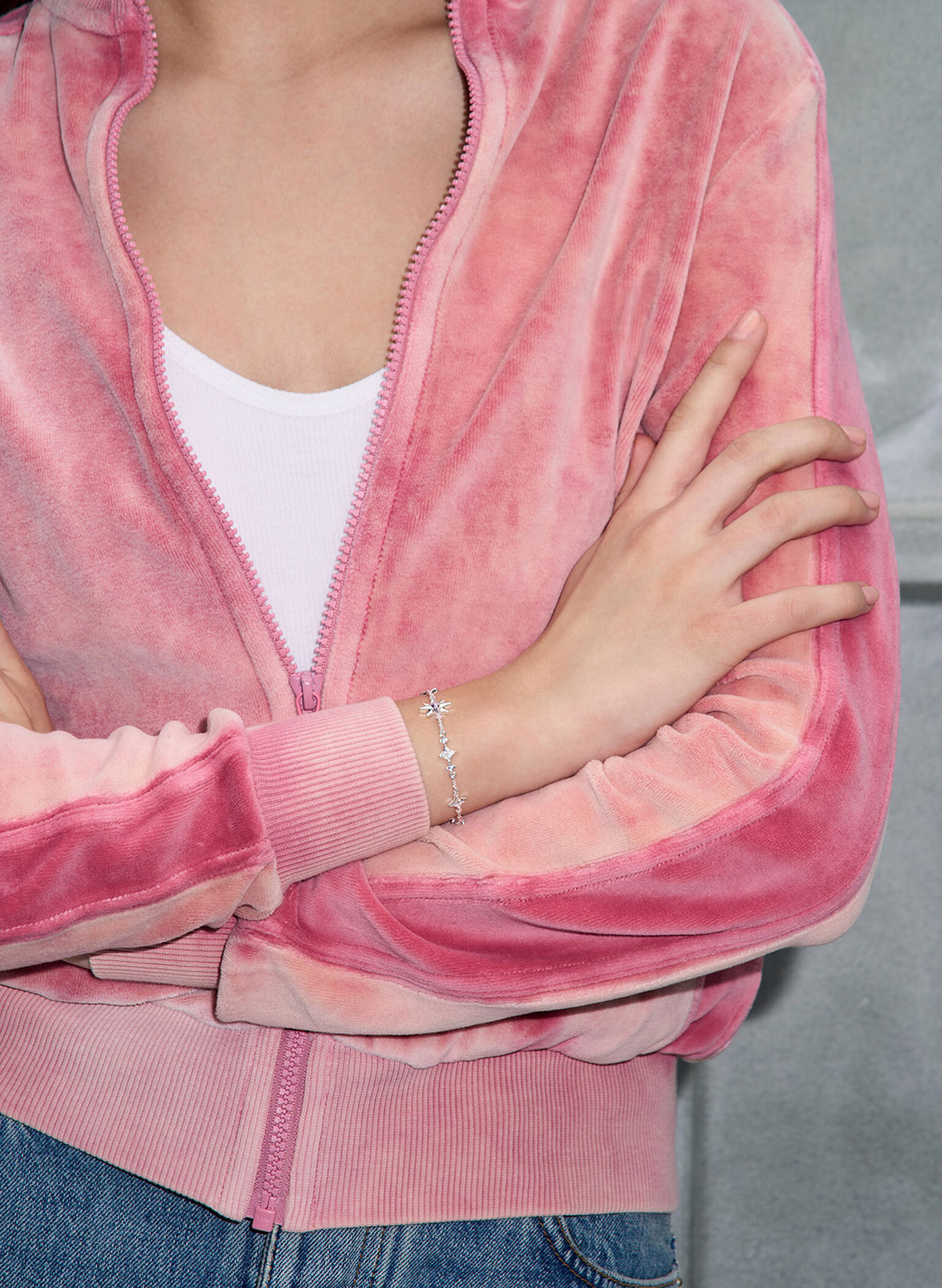 Star Motif Crystal-Embellished Bracelet, Silver, hi-res