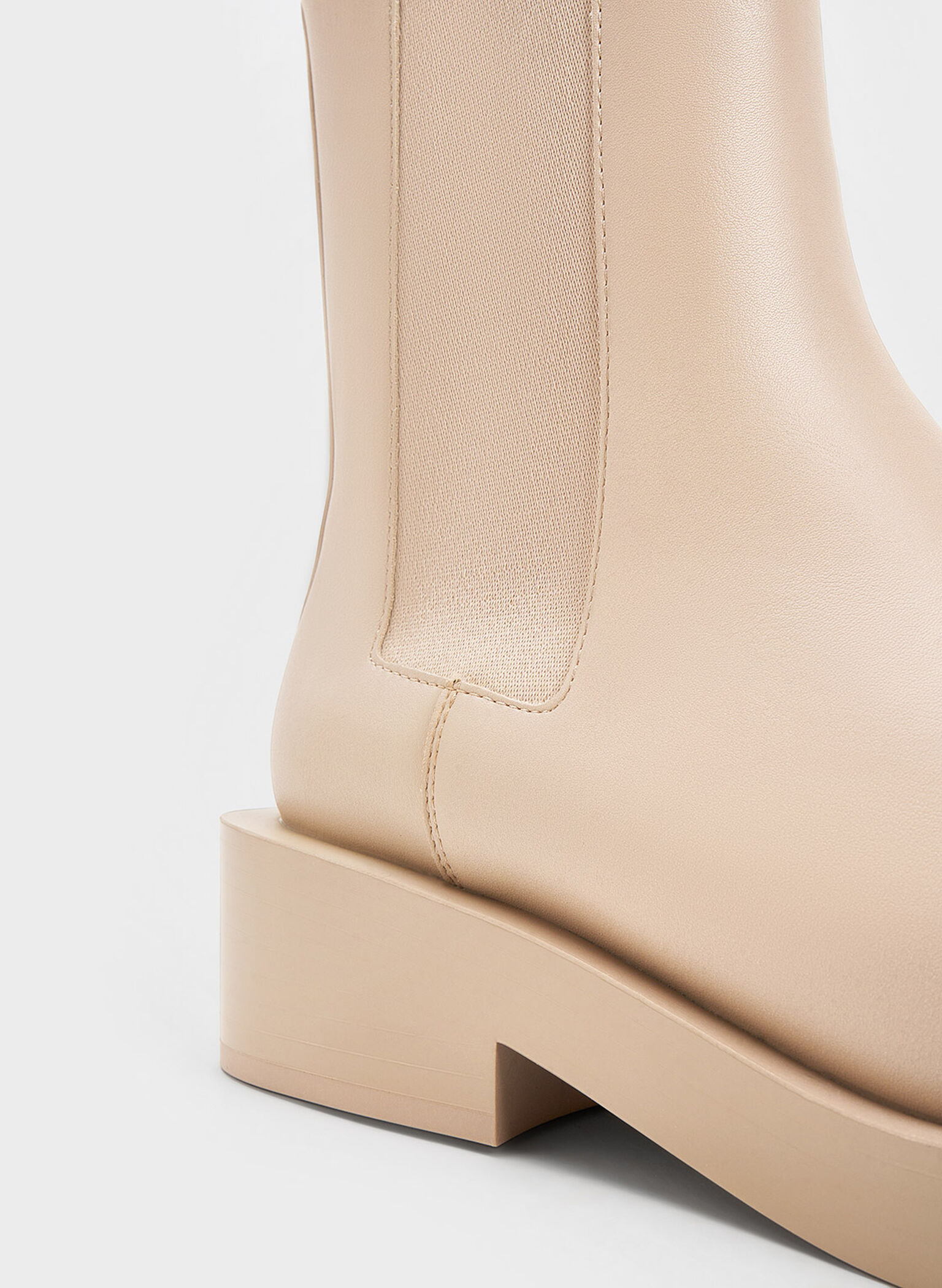 Pull-Tab Chelsea Boots, Beige, hi-res