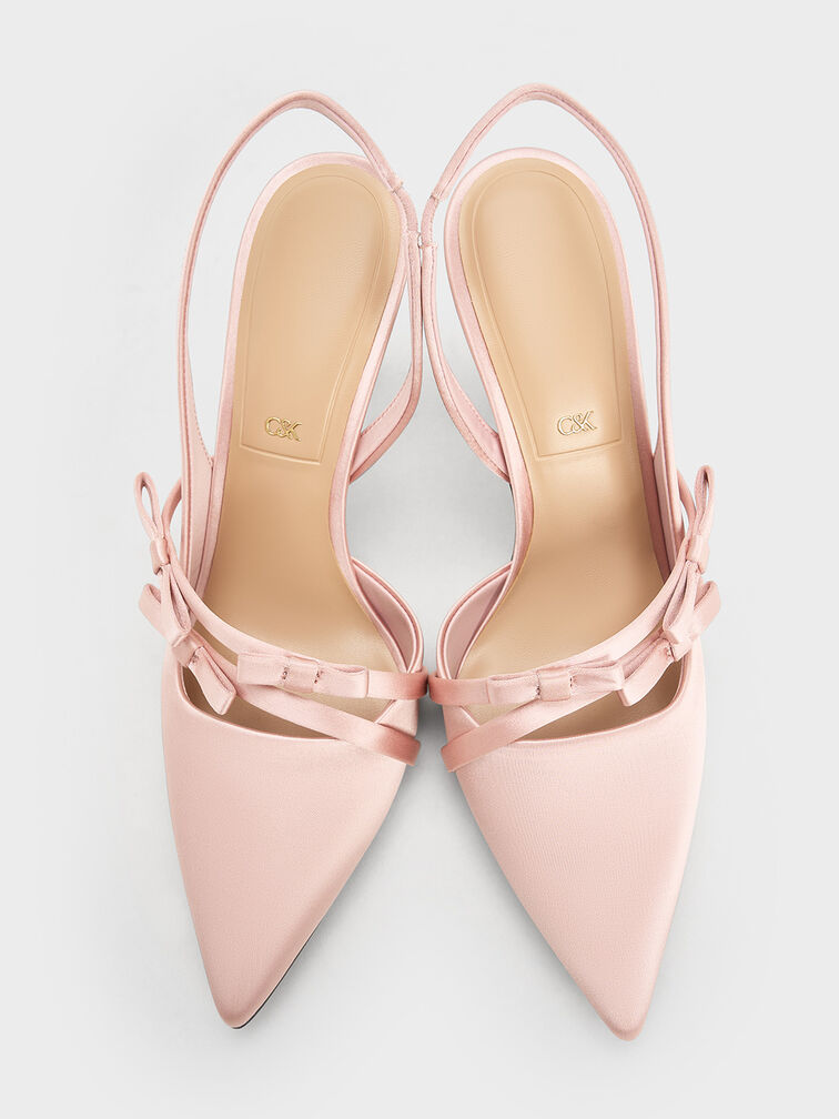 Jessy Recycled Polyester Bow Slingback Pumps, Pink, hi-res