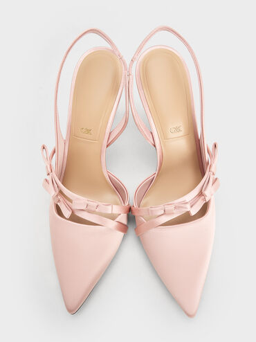Jessy Recycled Polyester Bow Slingback Pumps, Pink, hi-res