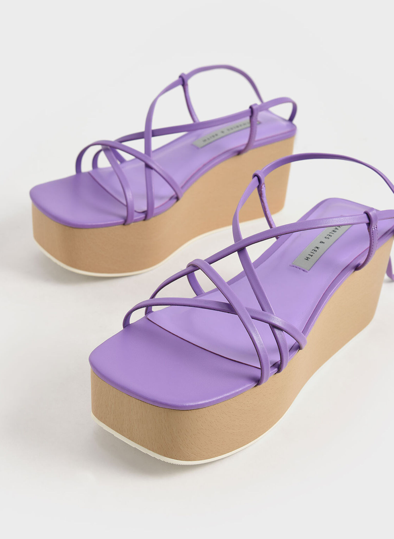 Ankle Strap Platform Wedges, Purple, hi-res