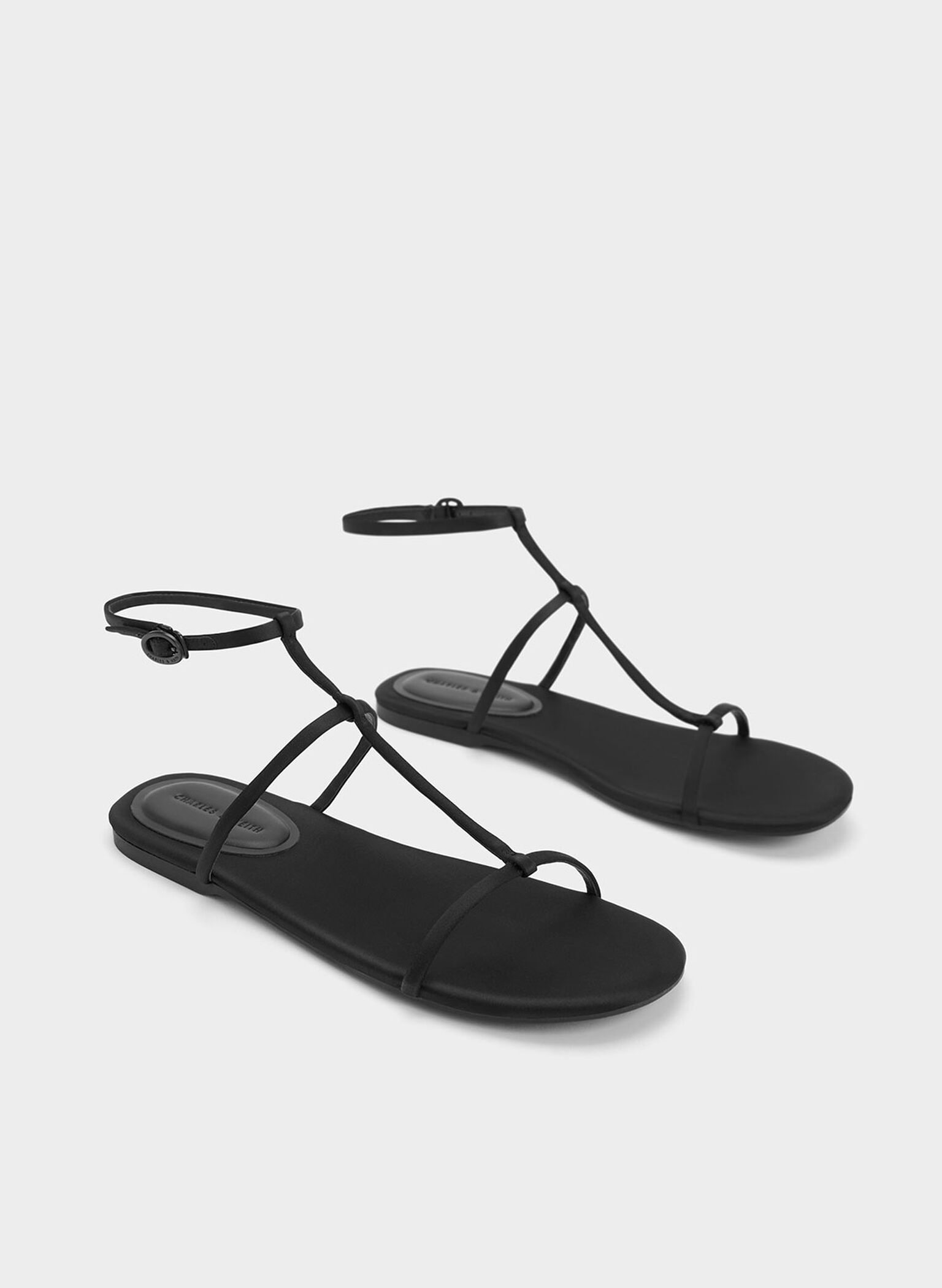Recycled Polyester Gladiator Sandals, Black, hi-res