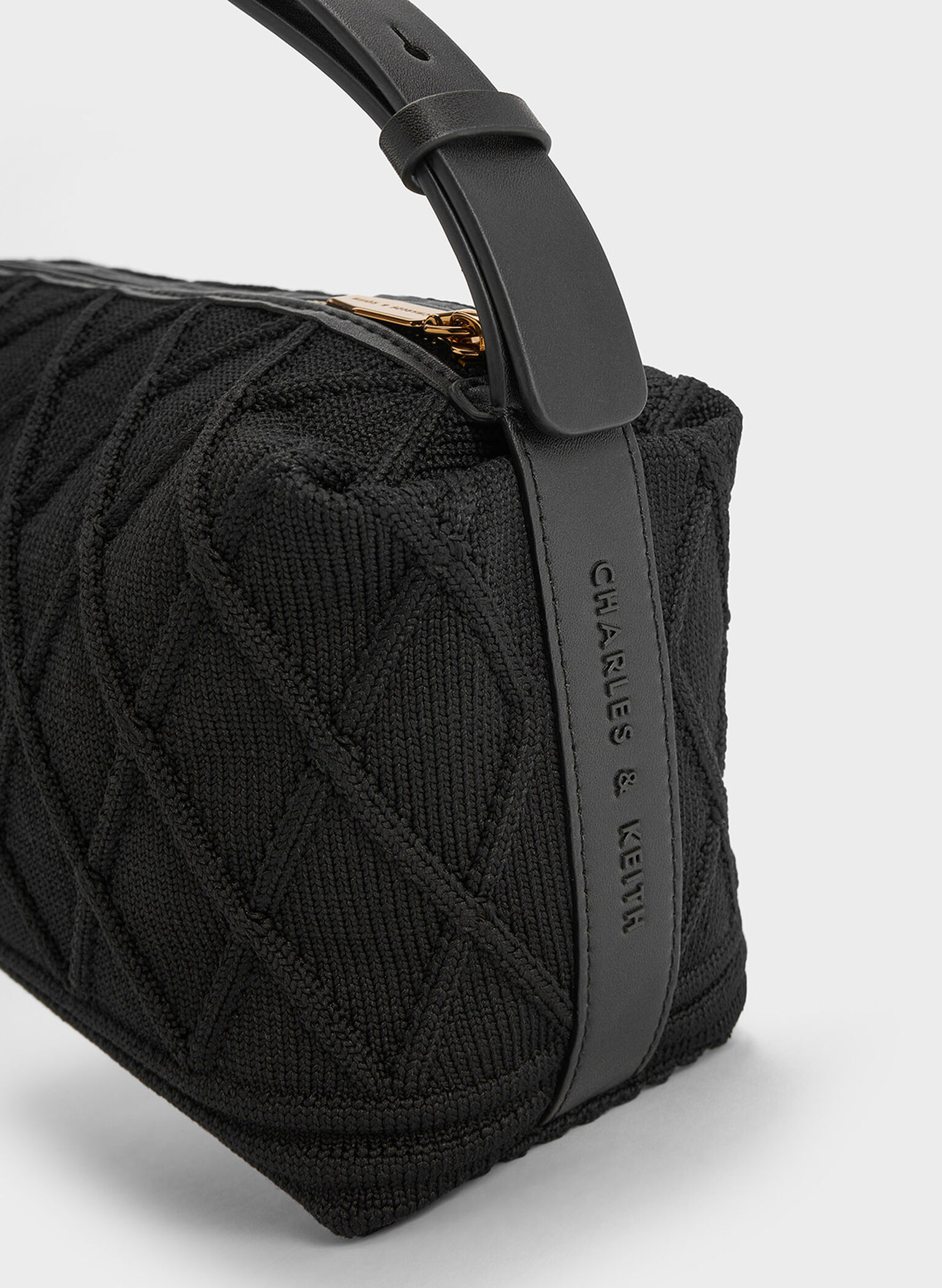 Willa Knitted Shoulder Bag, Black, hi-res