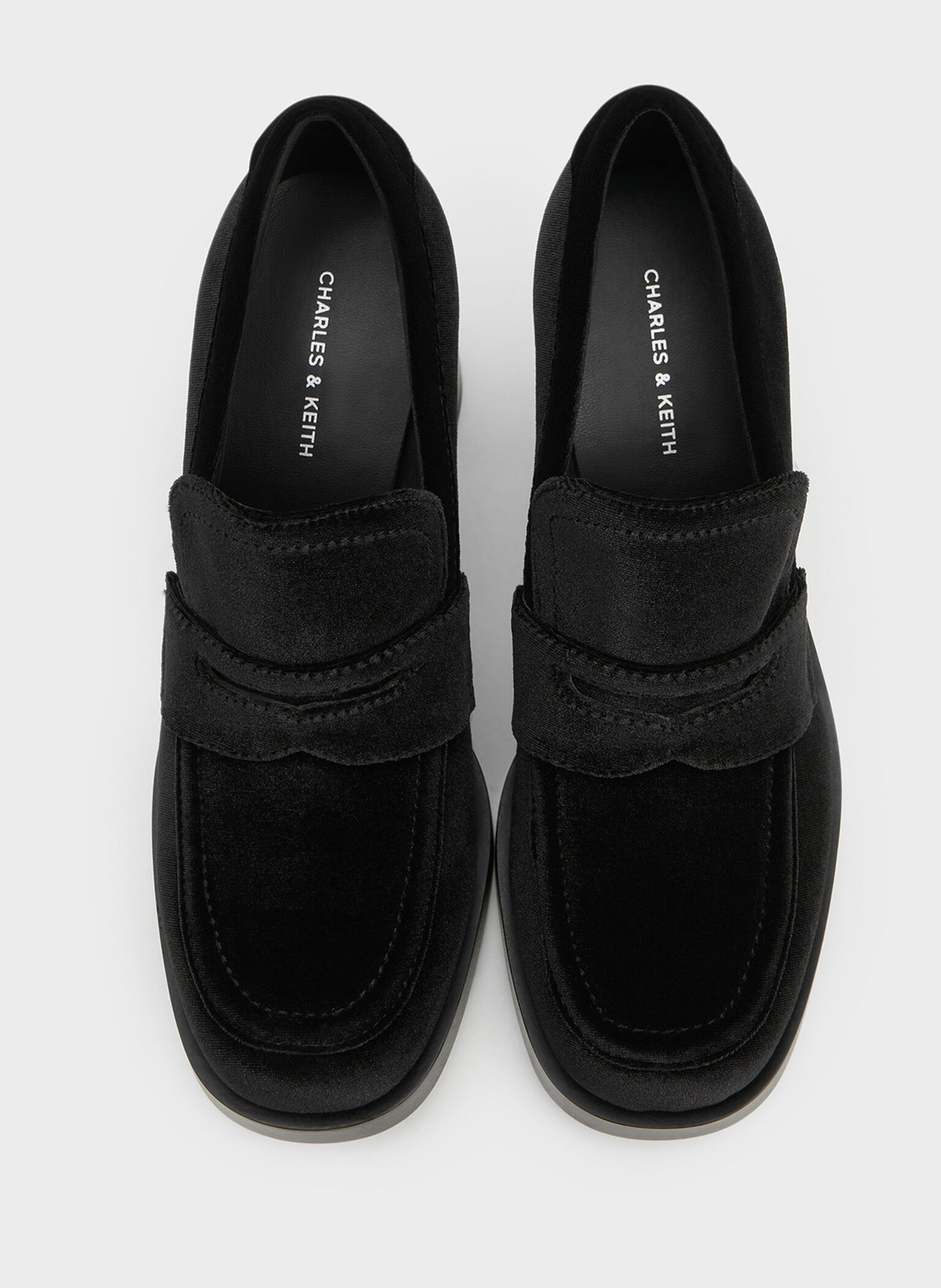 Penny Loafer Block-Heel Pumps, Black Textured, hi-res