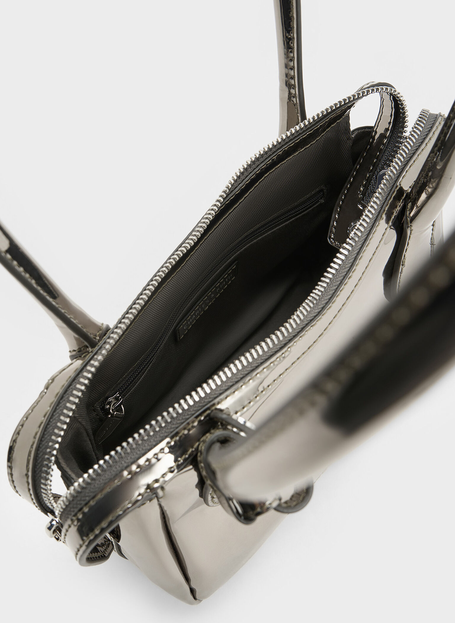 Bosie Metallic Elongated Top Handle Bag, Pewter, hi-res