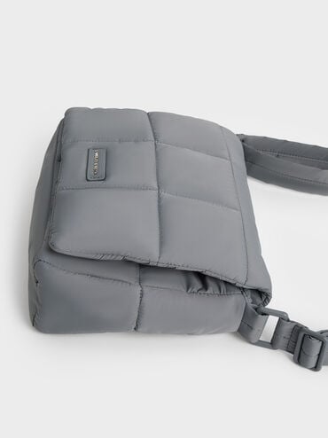 Mini Errya Nylon Quilted Puffy Crossbody Bag, Grey, hi-res