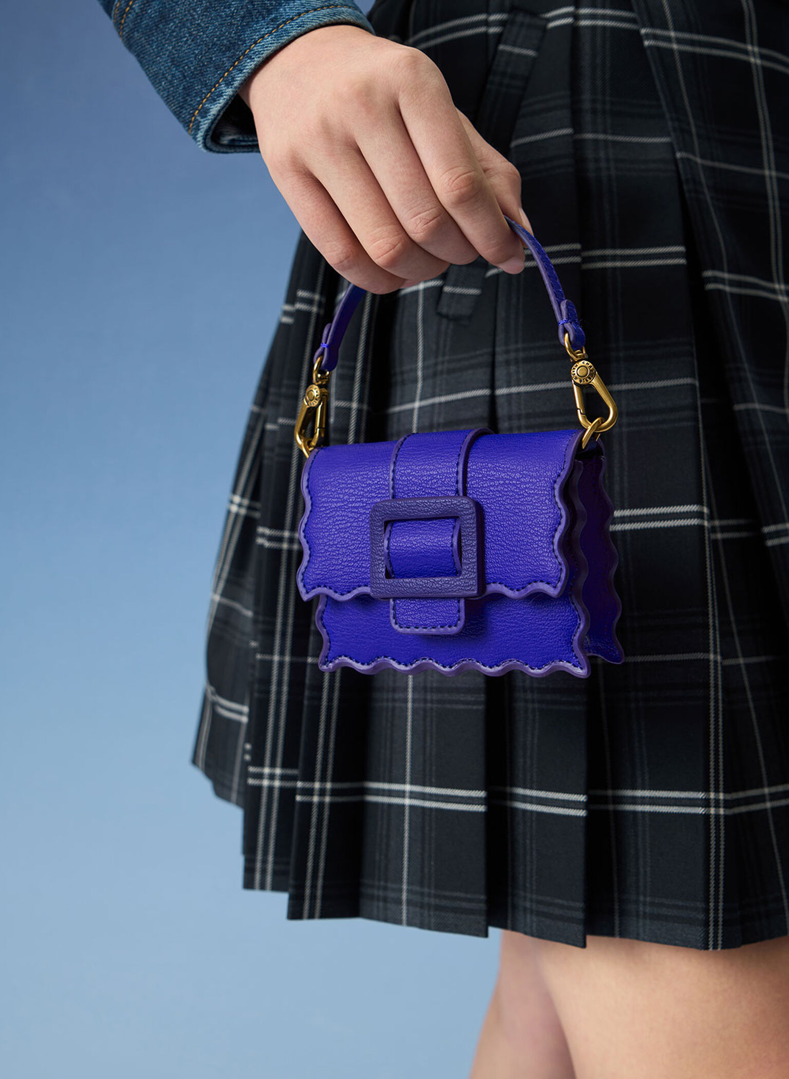 Waverly Scallop-Trim Mini Bag, Cobalt, hi-res