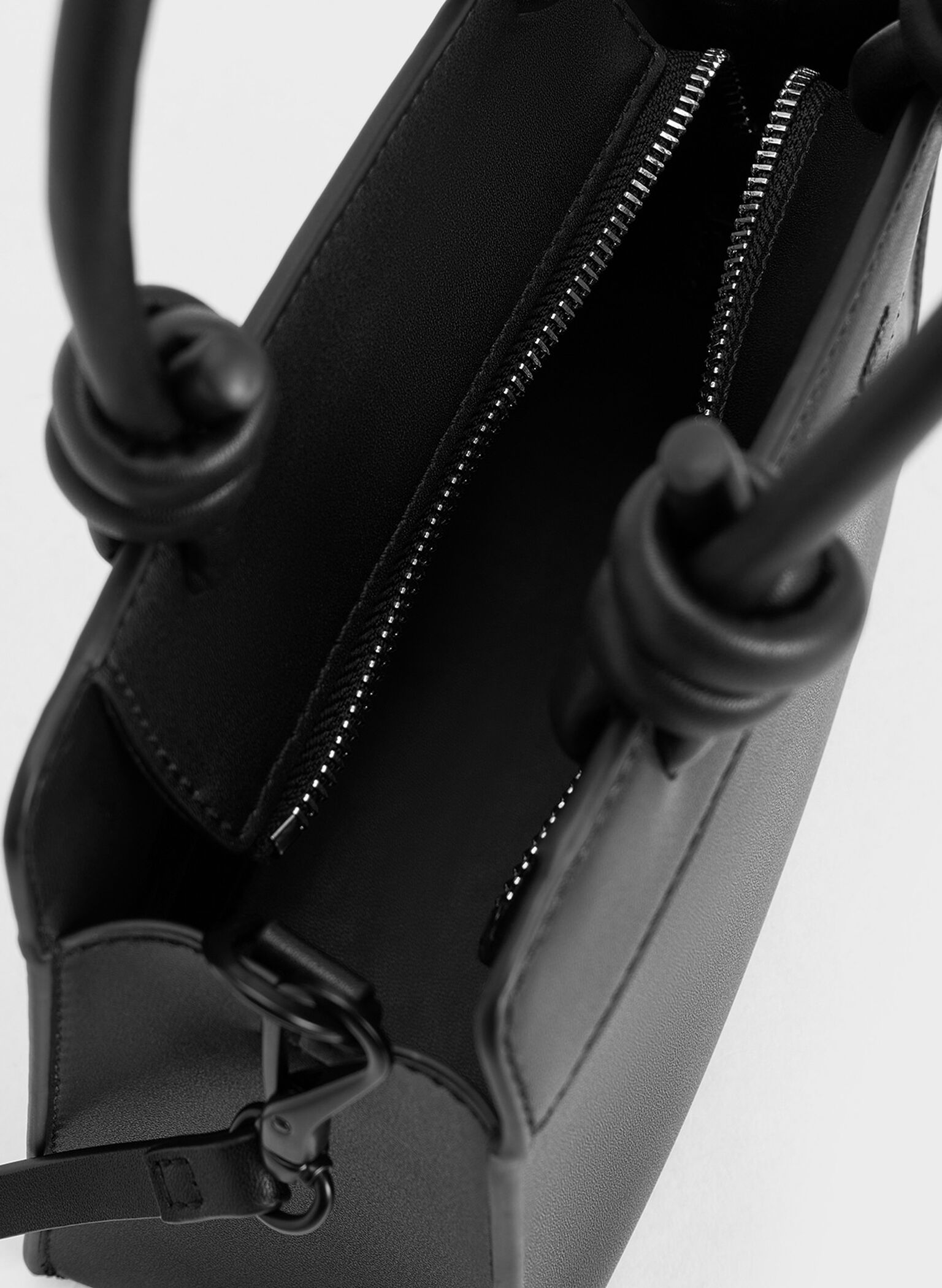Sabine Knotted-Handle Trapeze Tote Bag, Jet Black, hi-res