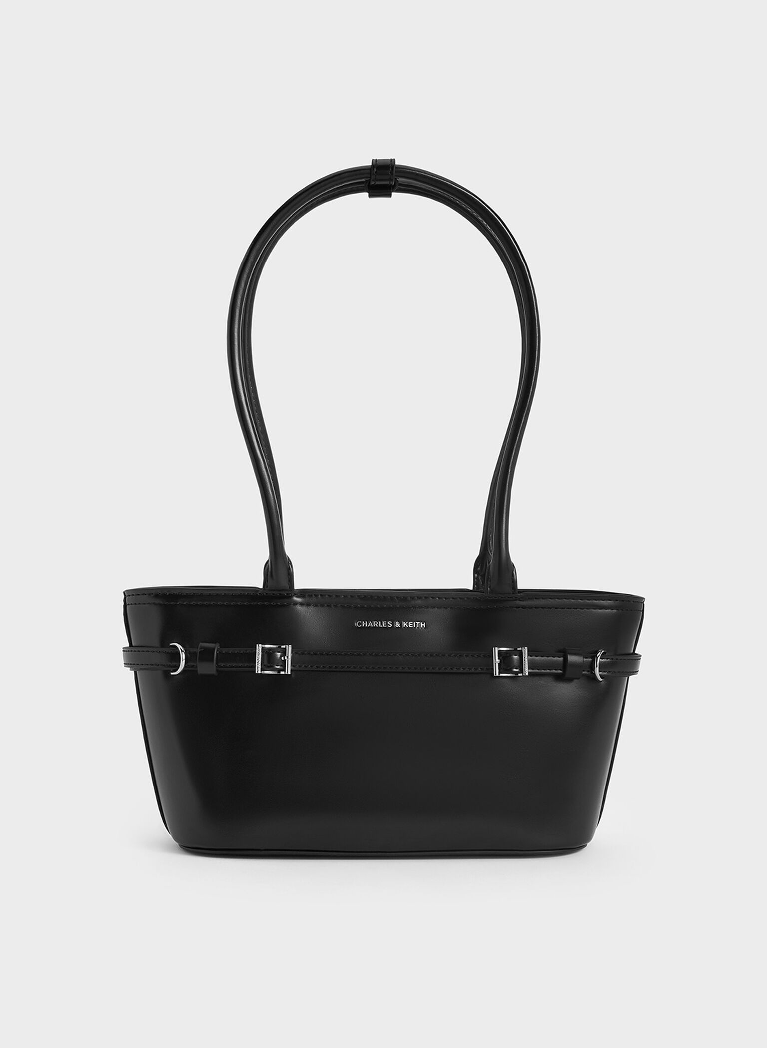 Sloane Elongated-Handle Shoulder Bag, Noir, hi-res