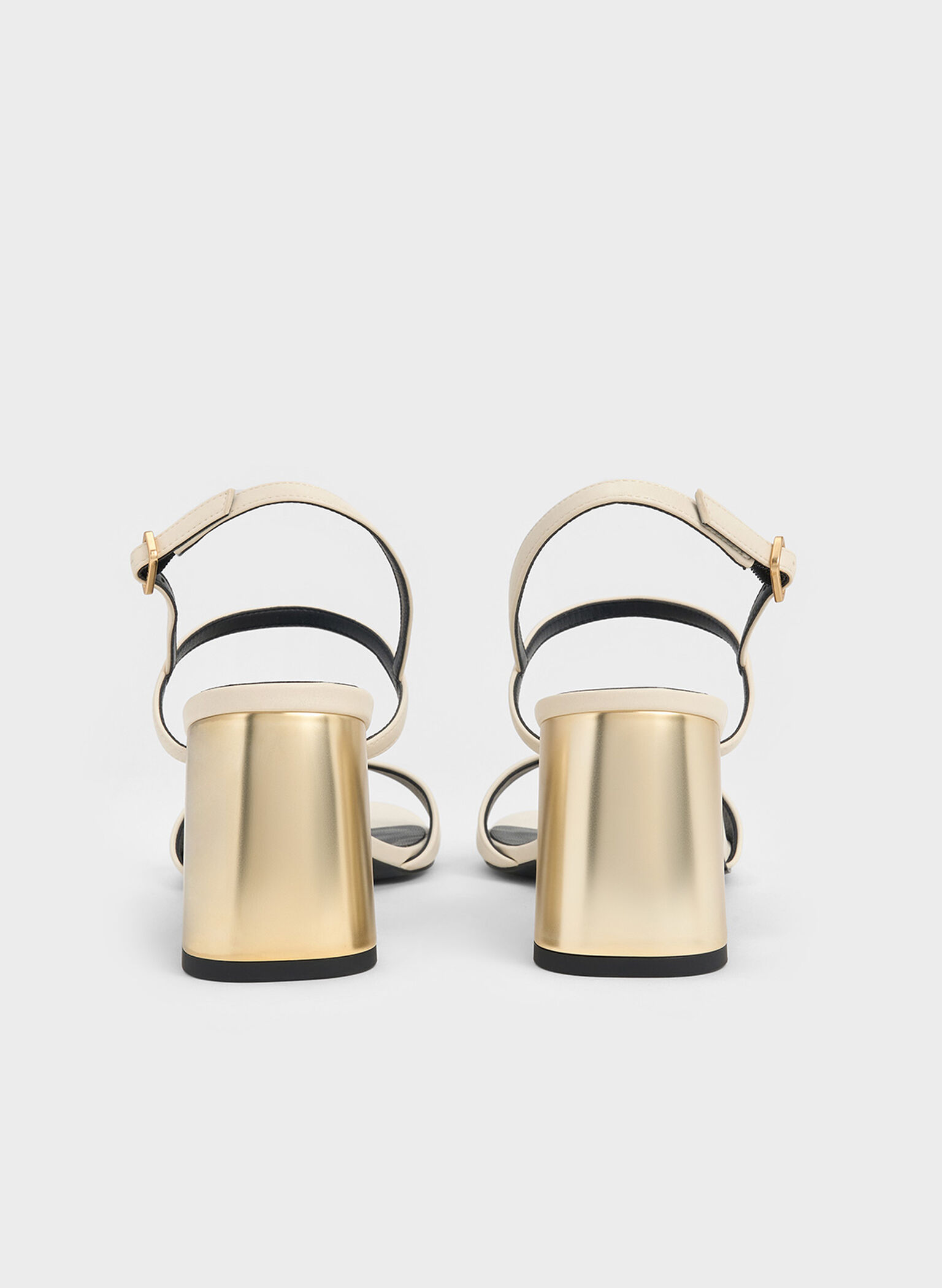 Metallic-Heel Slingback Sandals, Chalk, hi-res