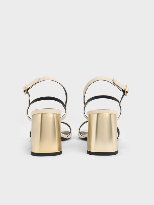 Metallic-Heel Slingback Sandals, Chalk, hi-res