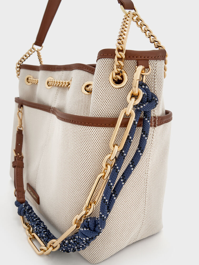 Addison Canvas Knotted-Rope Tote Bag, Taupe Canvas, hi-res