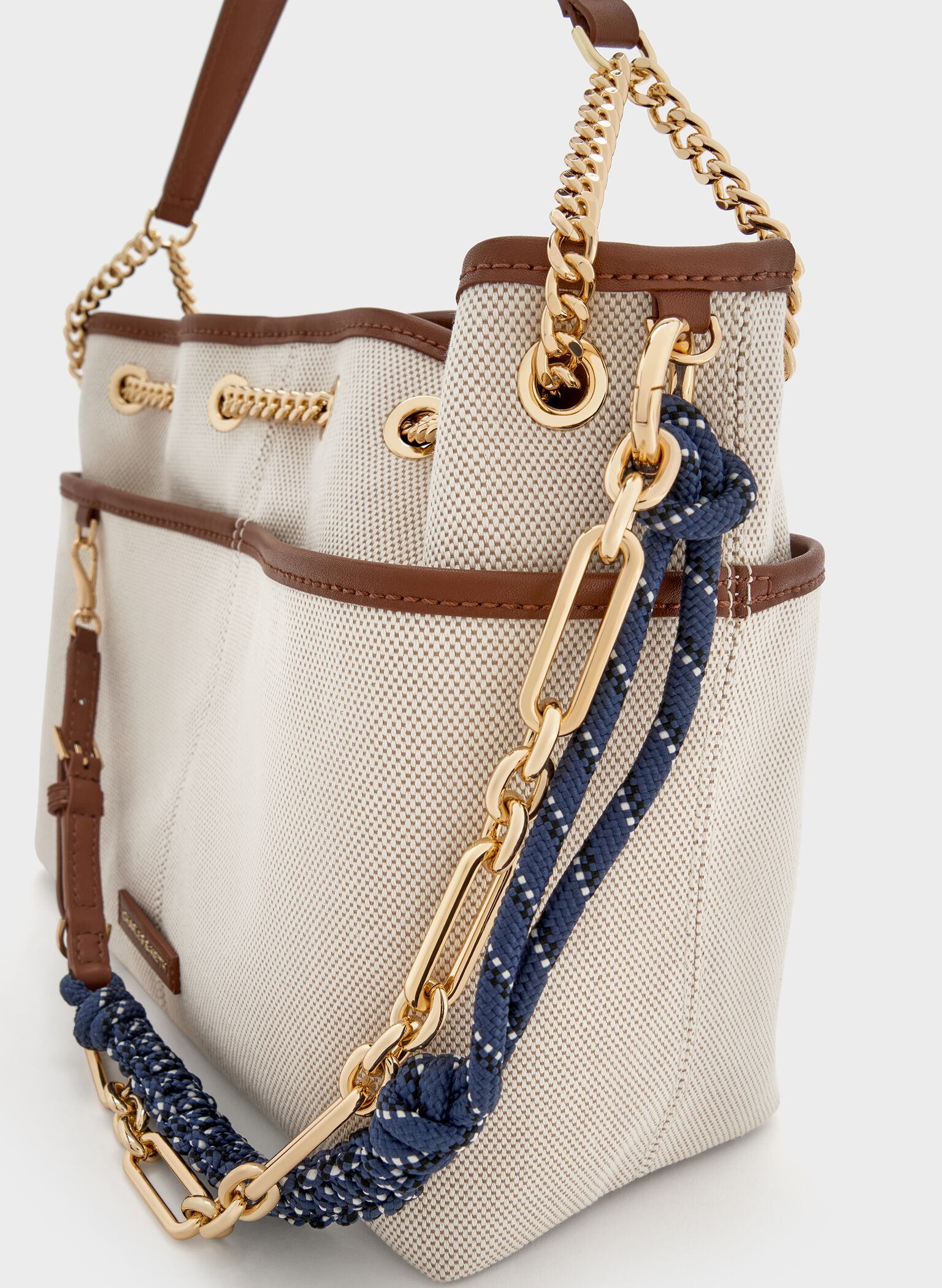 Addison Canvas Knotted-Rope Tote Bag, Taupe Canvas, hi-res
