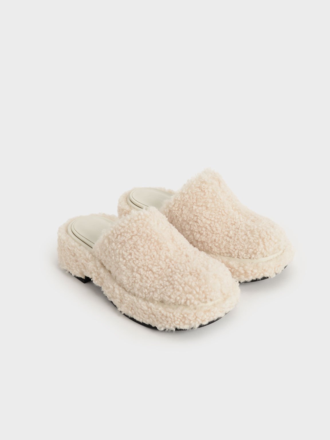 Furry Platform Clogs, Charles & Keith