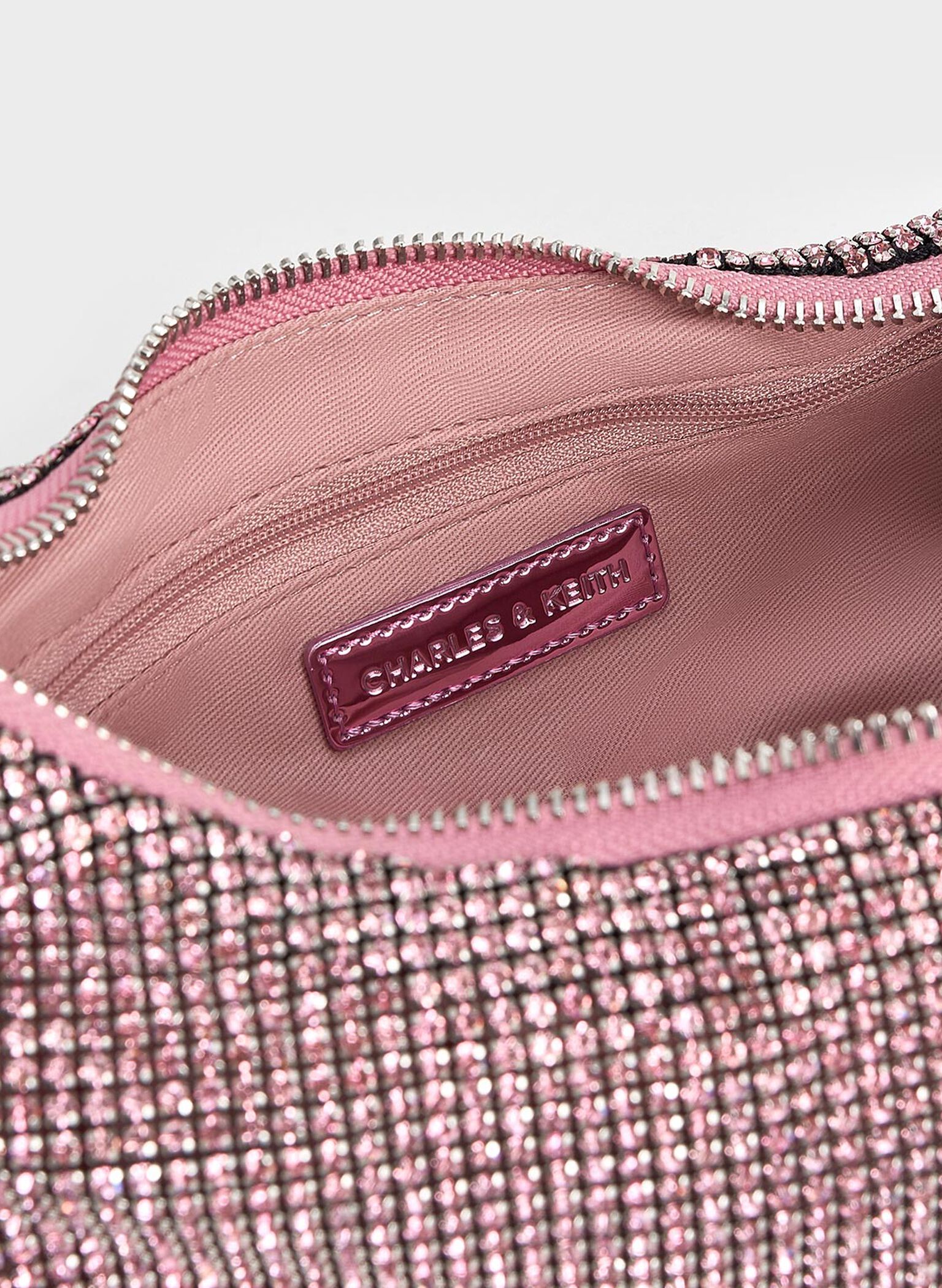 Crystal-Embellished Two-Way Bag, Pink, hi-res