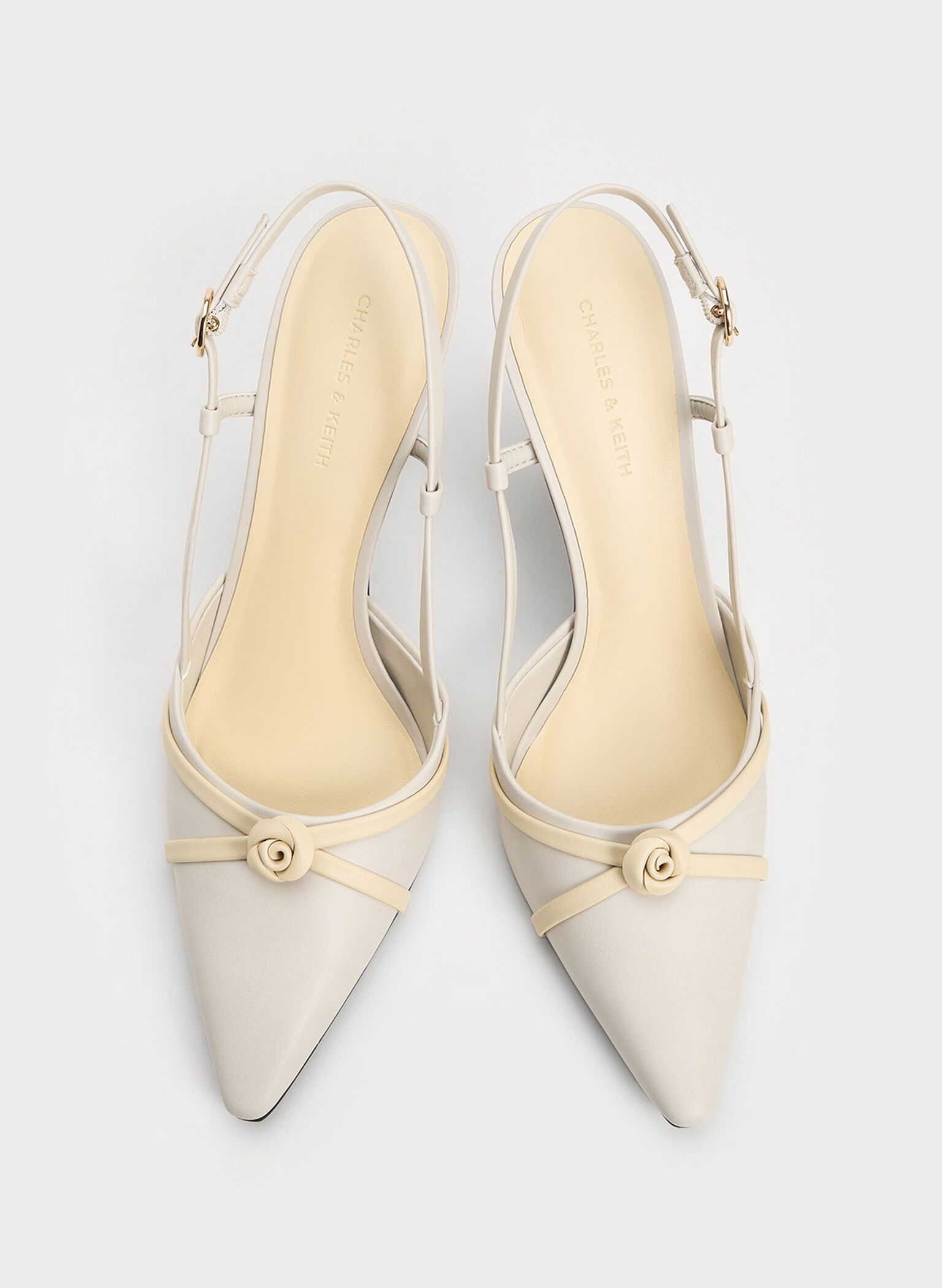 Rose Pointed-Toe Slingback Pumps, Butter, hi-res