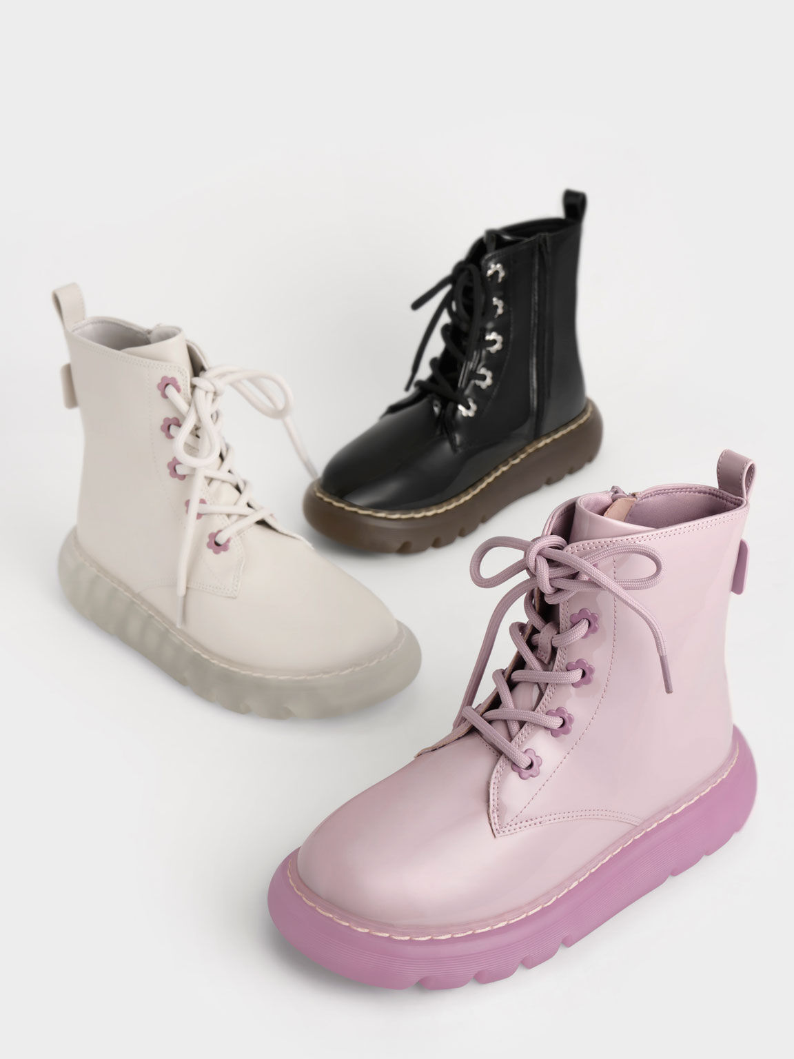 Girls pink lace up sales boots