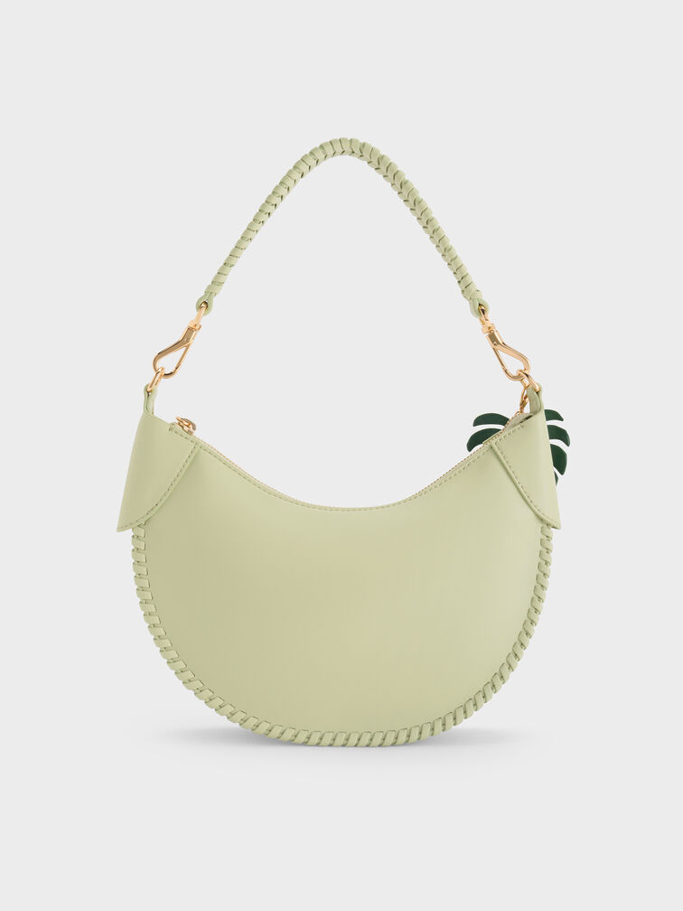 Blume Braided Curved Hobo Bag, Matcha Green, hi-res
