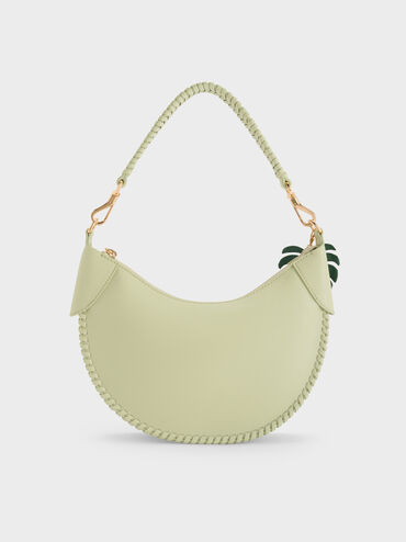Blume Braided Curved Hobo Bag, Matcha Green, hi-res