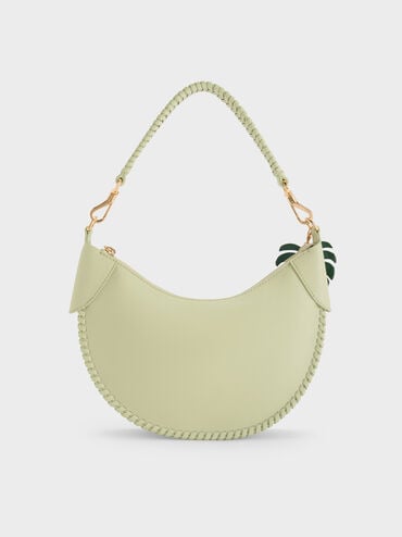 Blume Braided Curved Hobo Bag, Matcha Green, hi-res