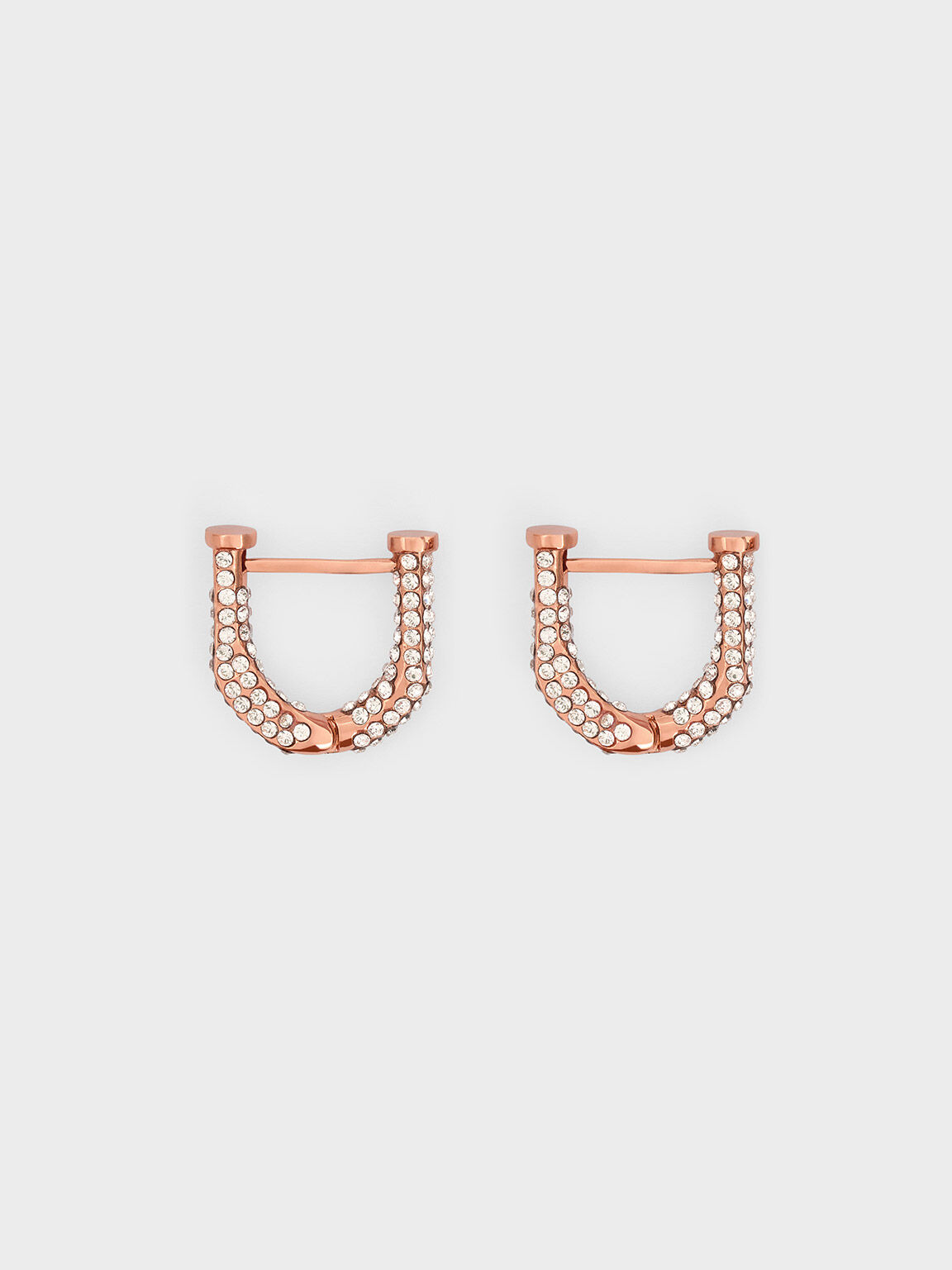 Gabine Swarovski Crystal Huggie Earrings Rose Gold
