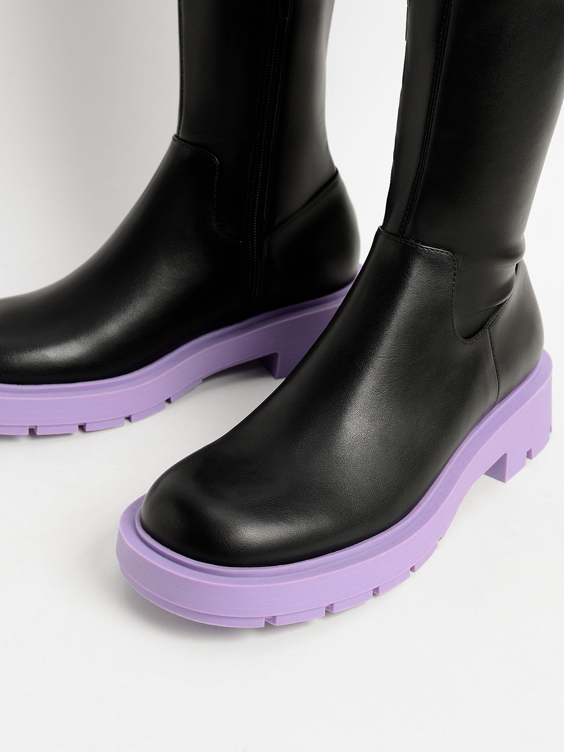Piper Coloured Sole Knee-High Boots​, Purple, hi-res