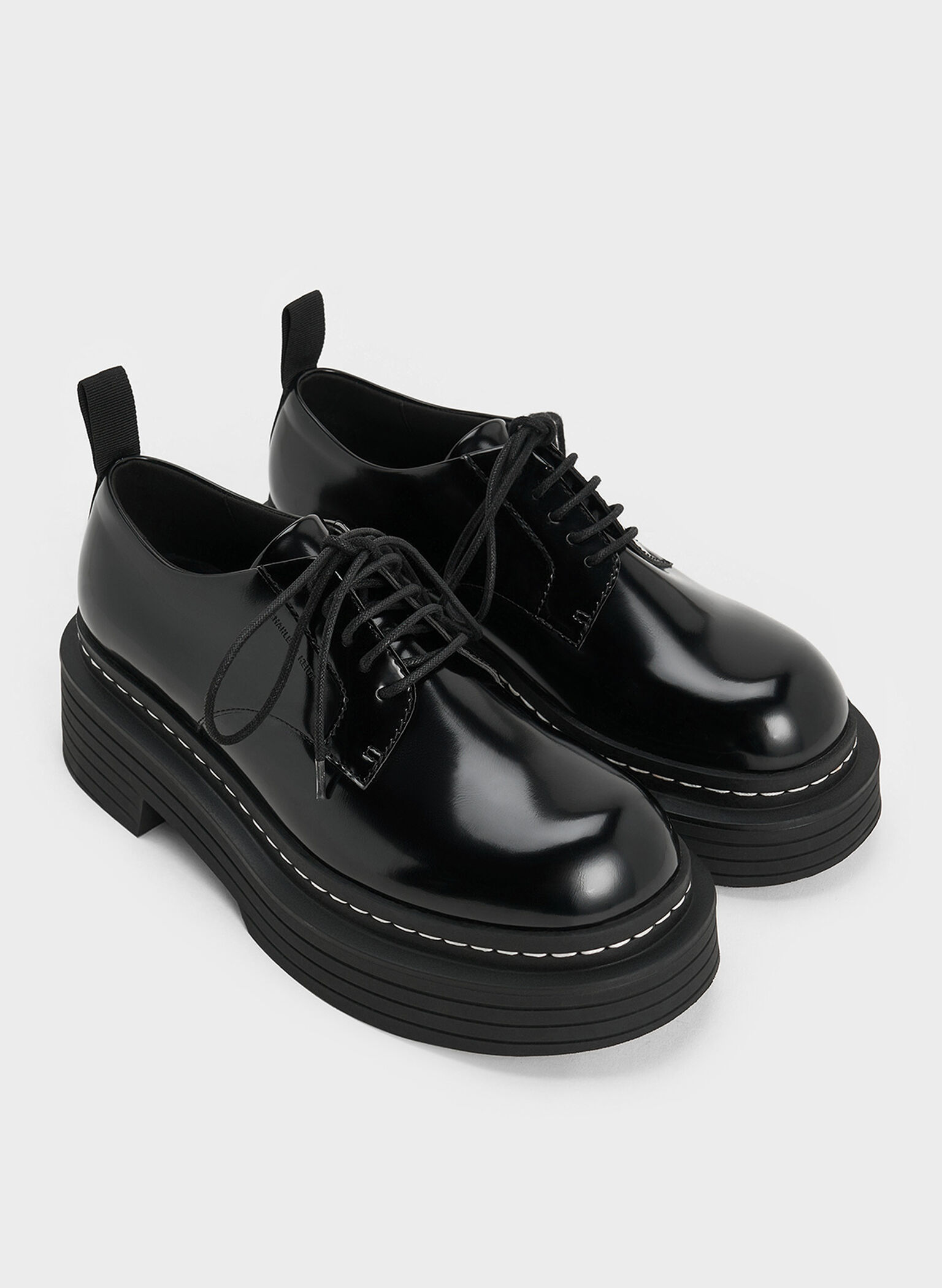 Lace-Up Platform Derbys, Black Box, hi-res