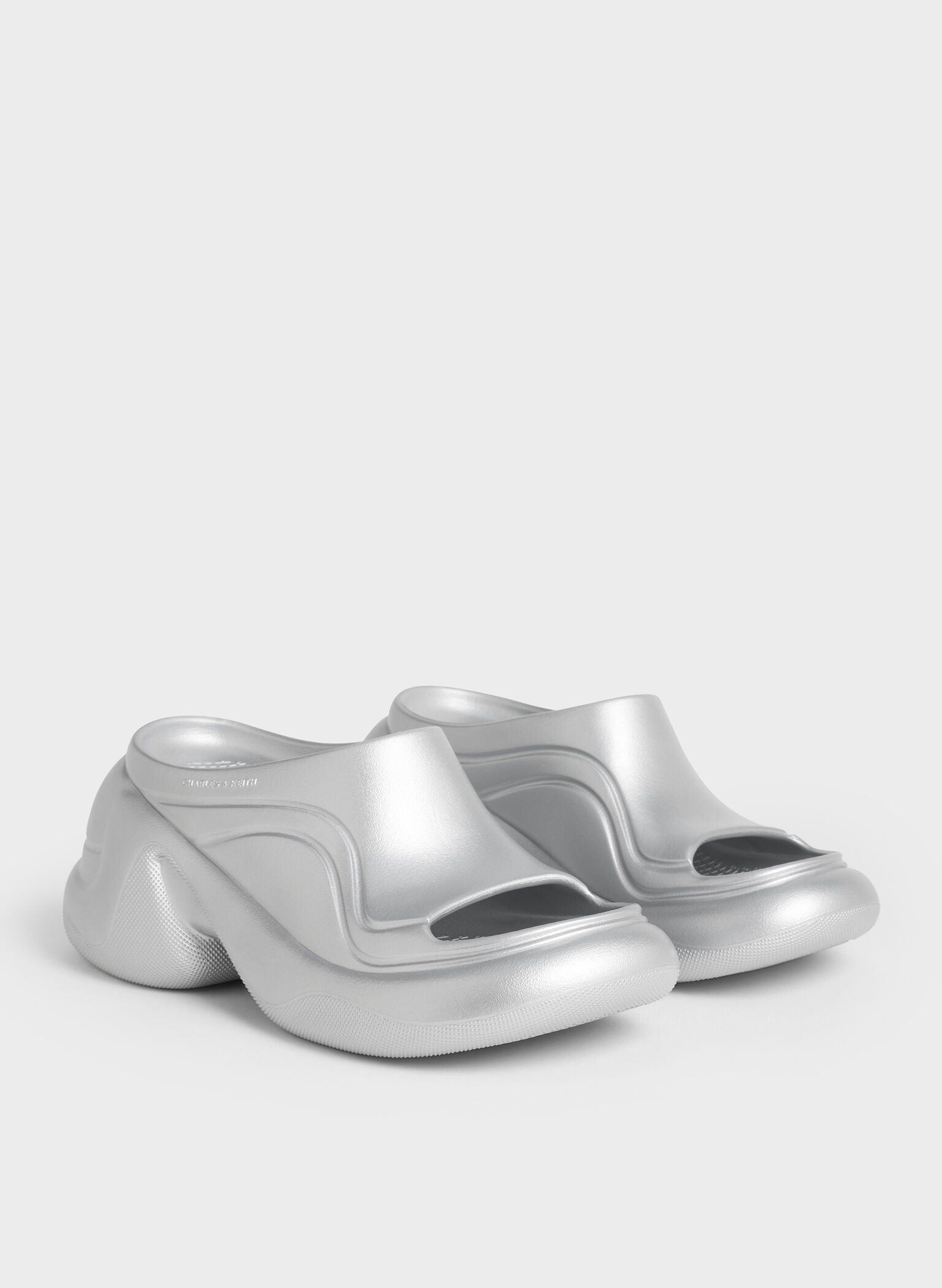 Eva Sculptural Platform Sandals, Silver, hi-res