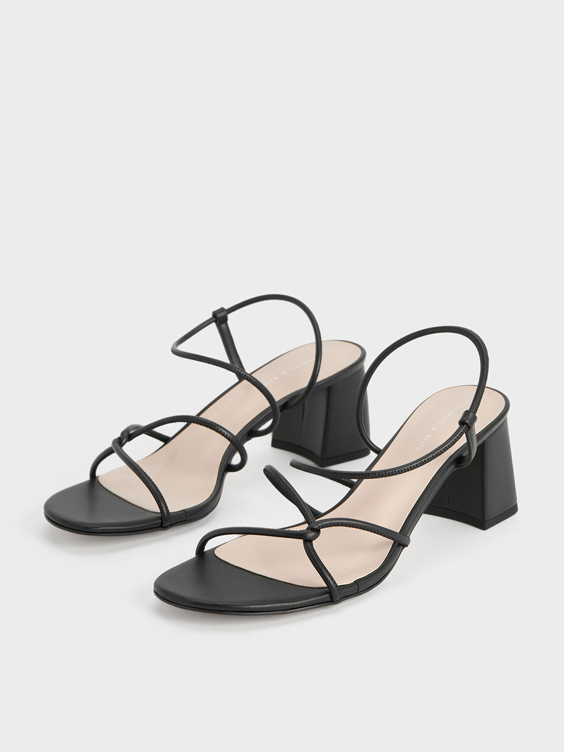 Black Meadow Strappy Block Heel Sandals CHARLES KEITH UK
