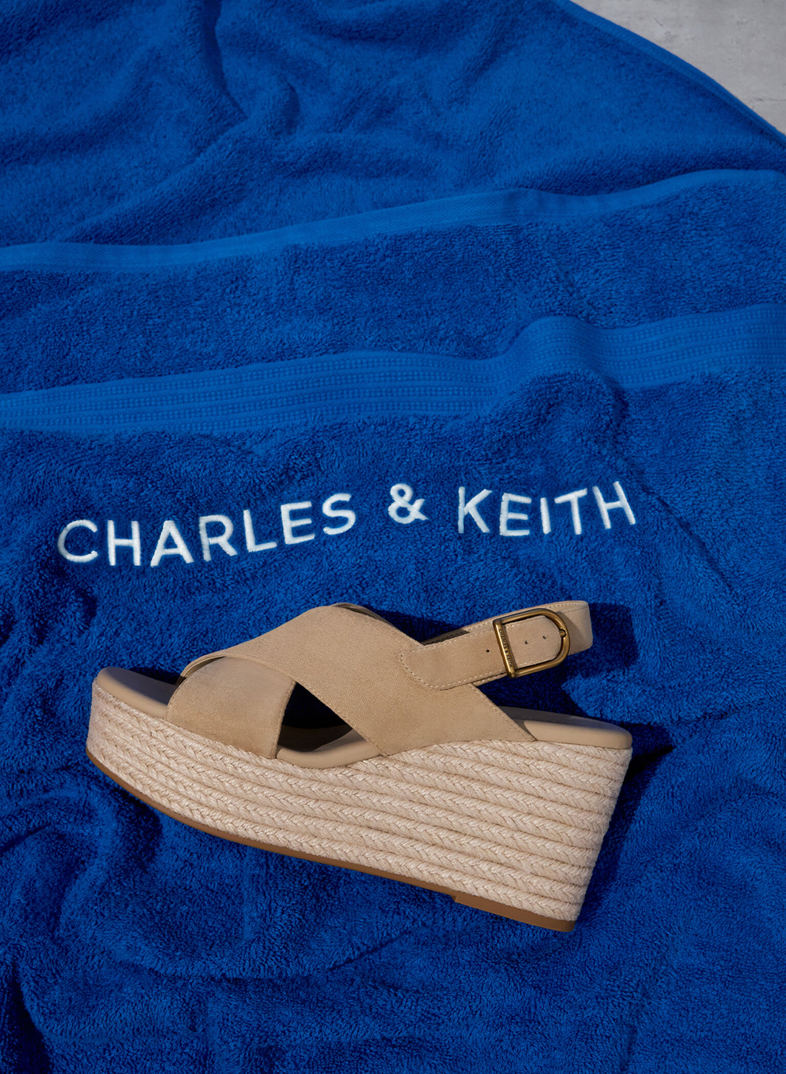 Faux Suede Crossover Espadrille Wedges, Sand, hi-res