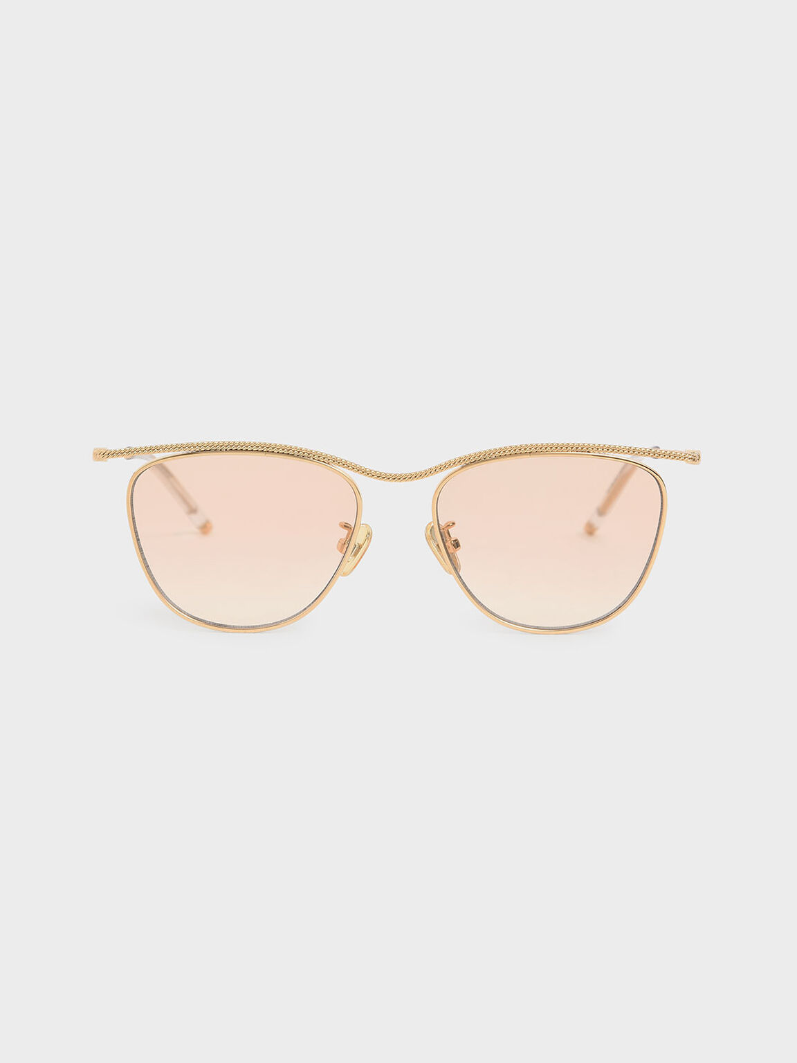 Wireframe Tinted Sunglasses, Orange, hi-res