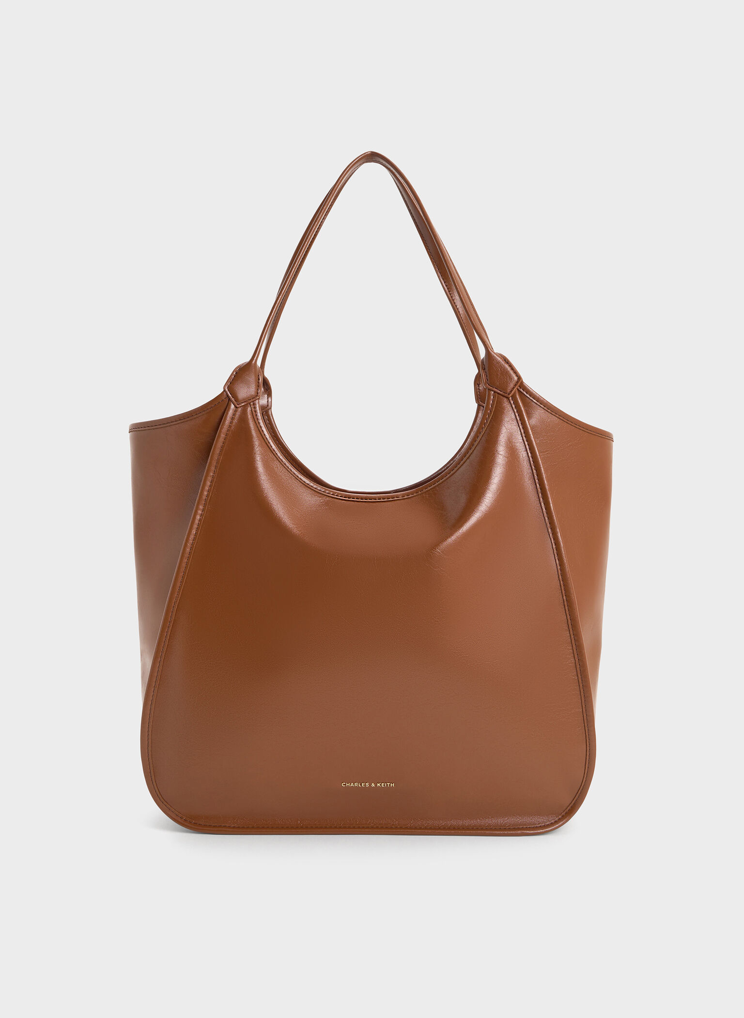 Sianna Crinkle-Effect Slouchy Tote Bag, Chocolate, hi-res
