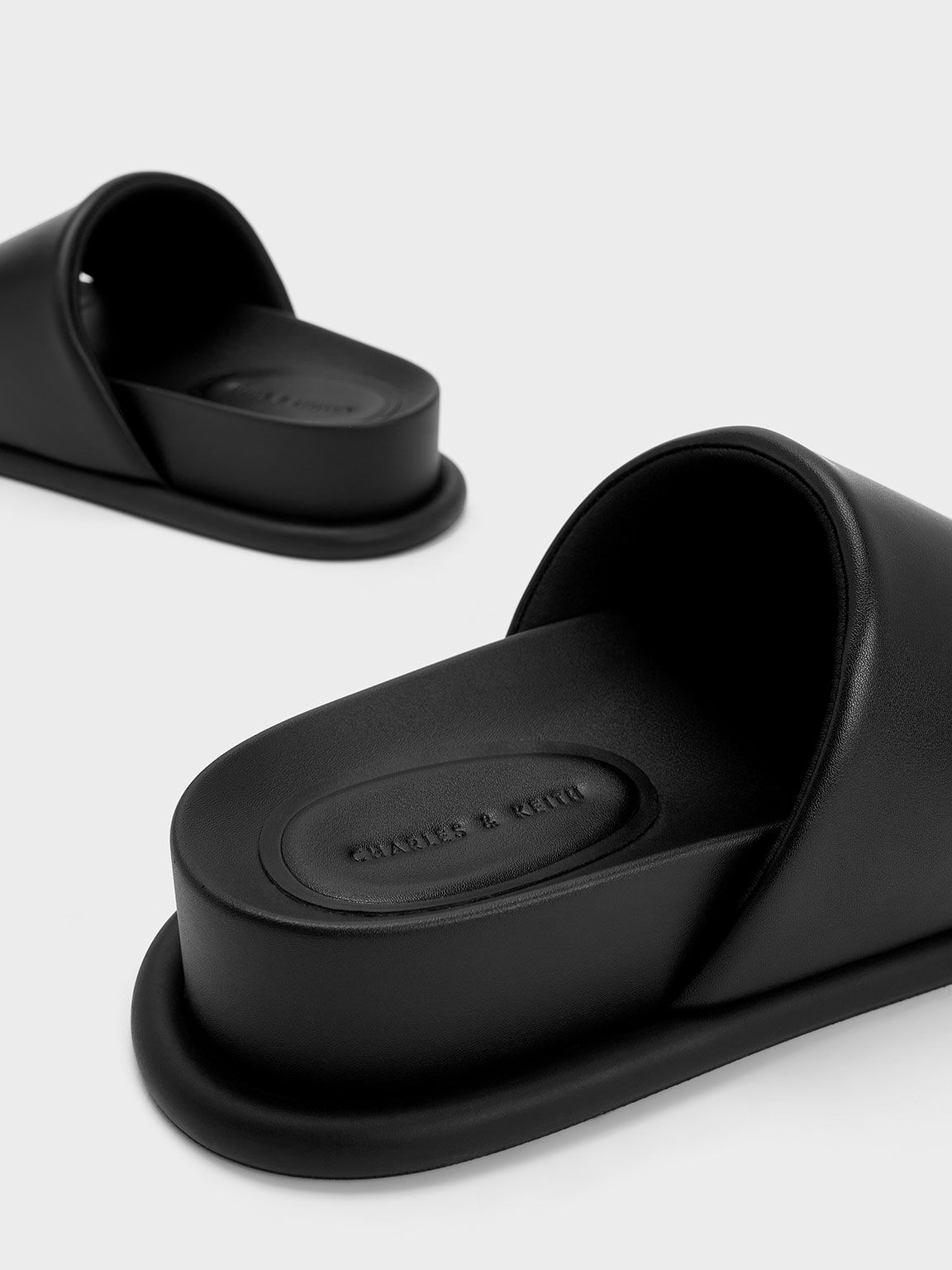Black Padded Strap Slide Sandals CHARLES KEITH UK