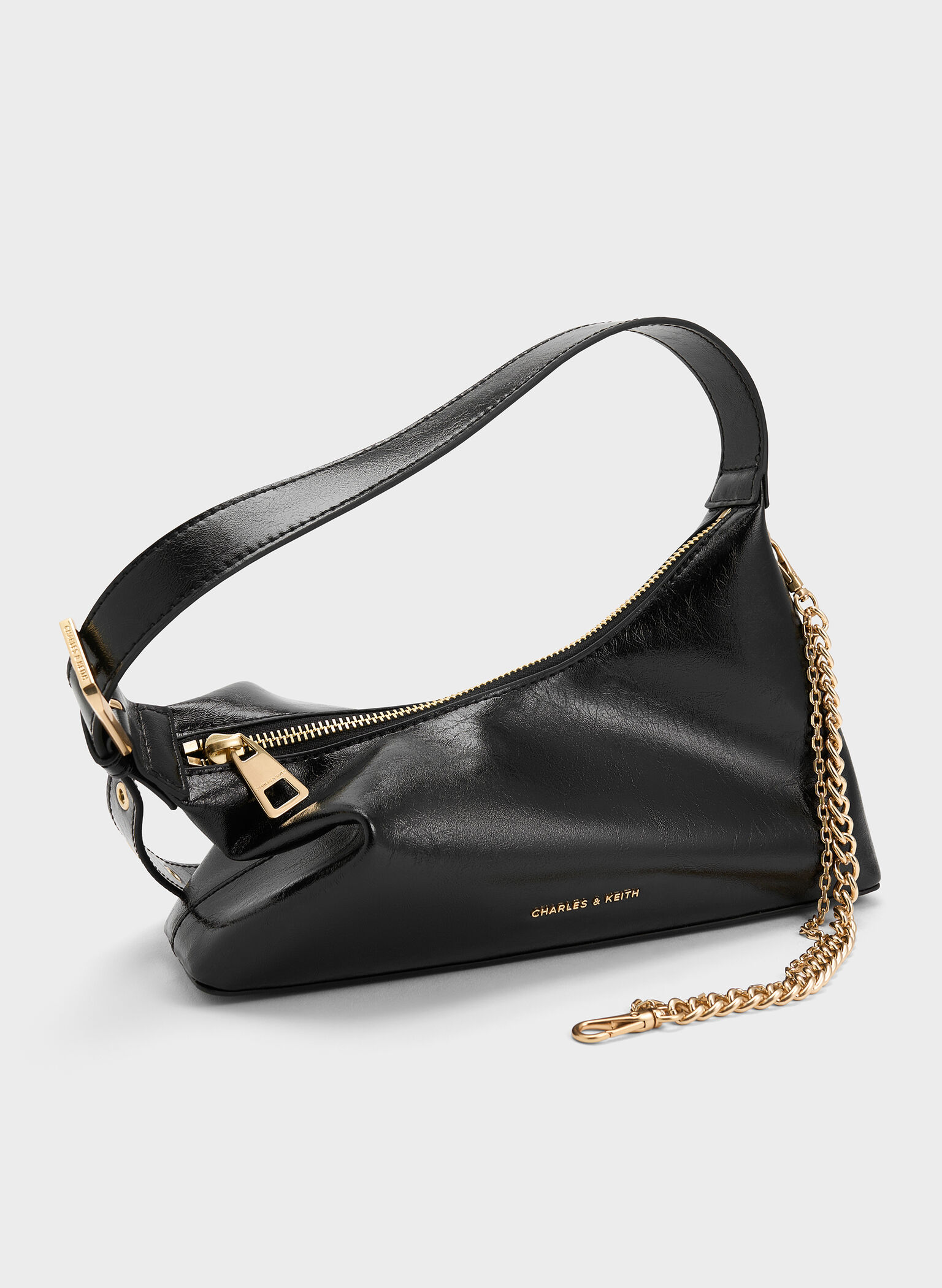 Atwood Chain-Embellished Shoulder Bag, Black, hi-res