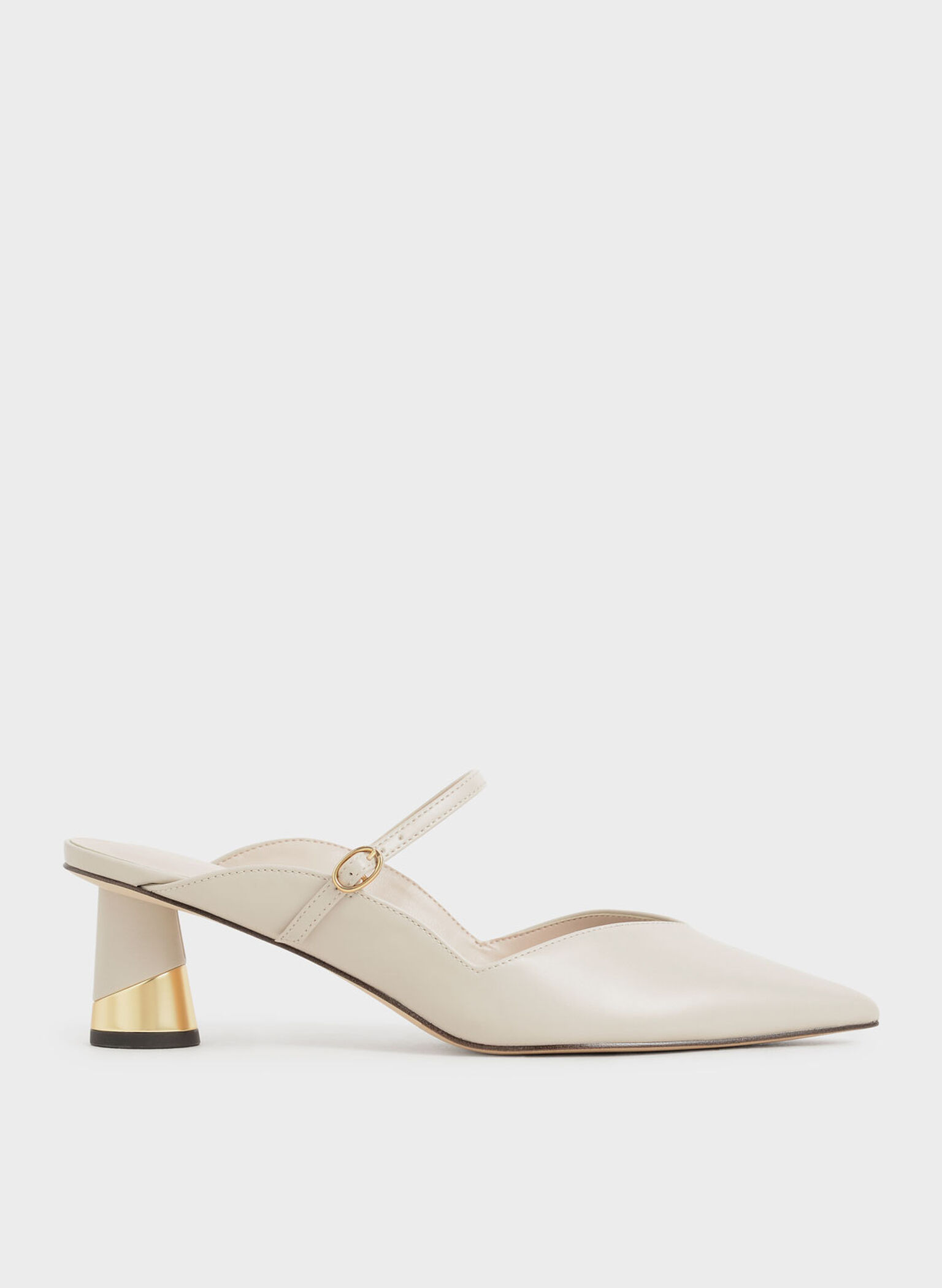 Cammie Metallic Sculptural Heel Mules, Chalk, hi-res