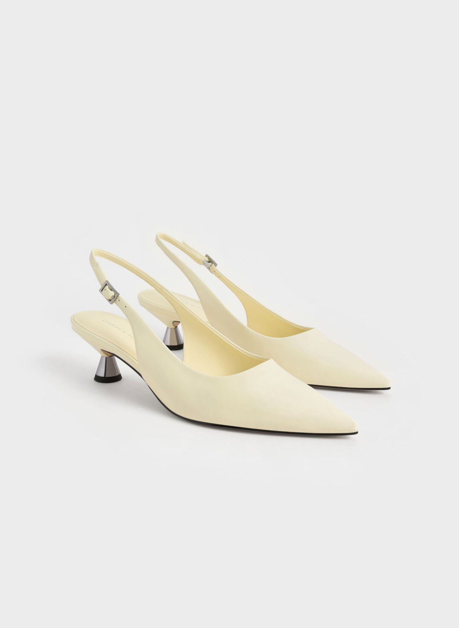 Patent Spool Heel Slingback Pumps, Butter, hi-res