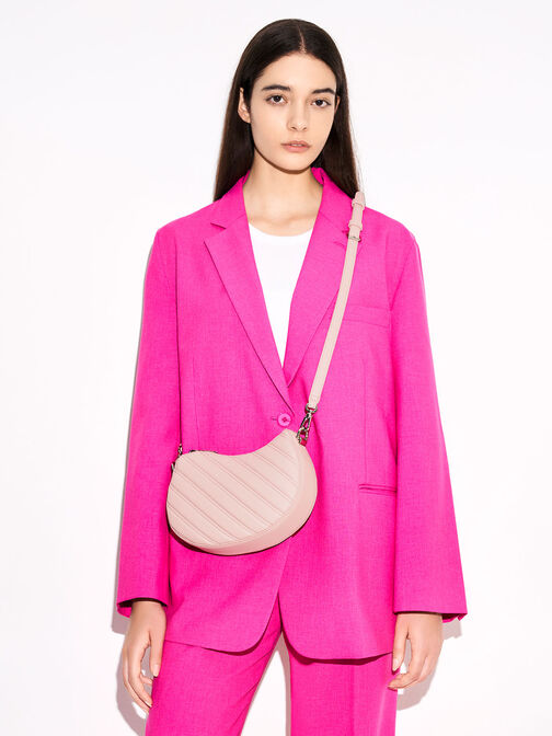 Freja Curved Panelled Bag, Light Pink, hi-res