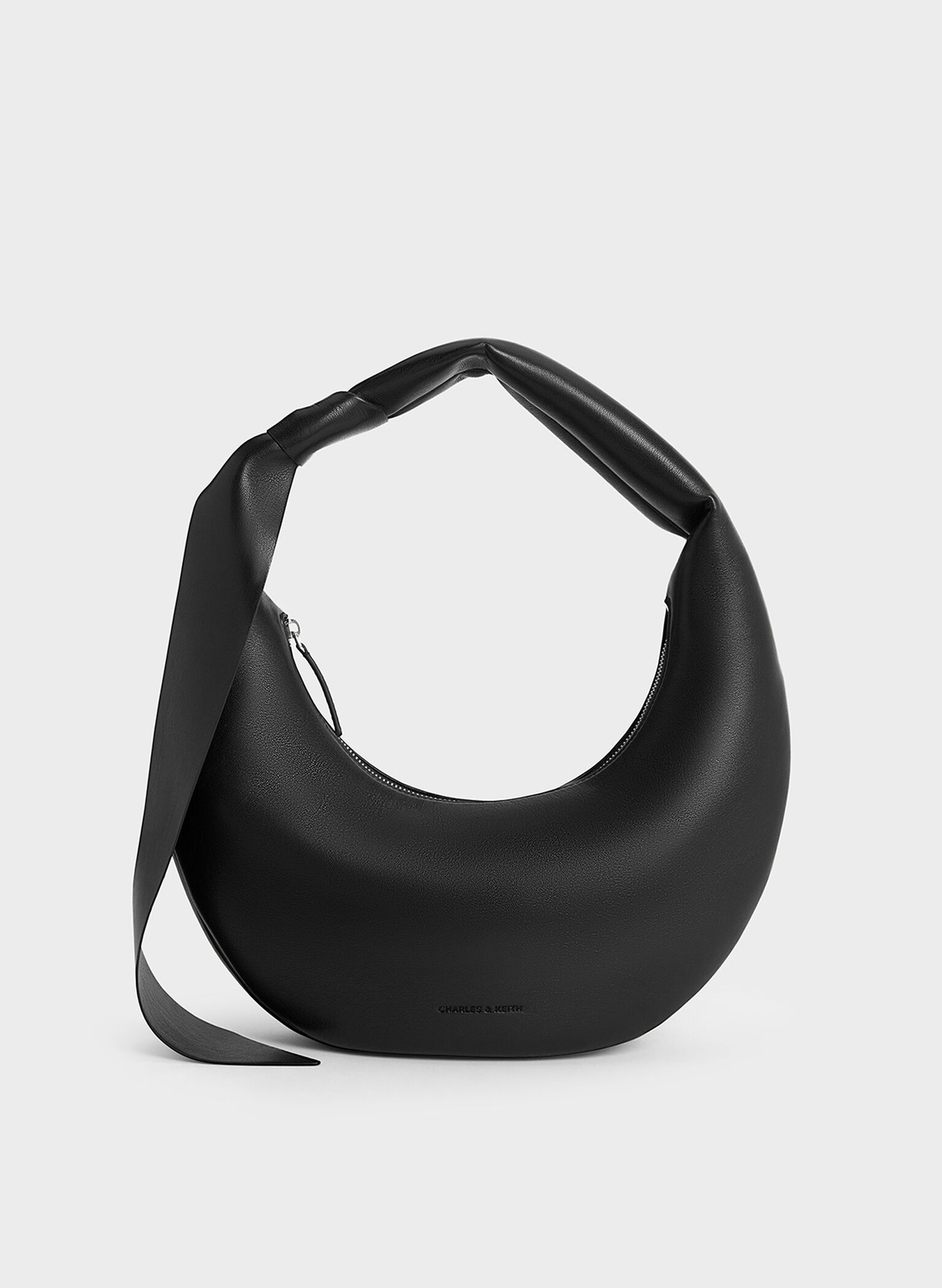 Mini Toni Knotted Crescent Hobo Bag, Noir, hi-res
