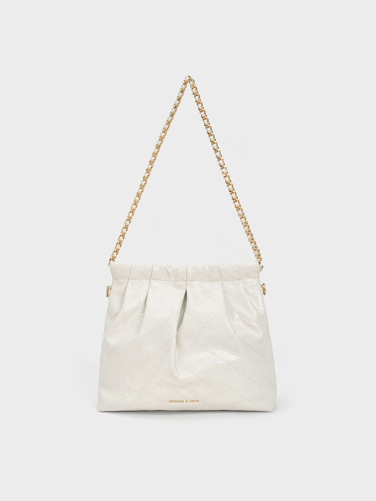 Duo Chain Handle Shoulder Bag, White, hi-res