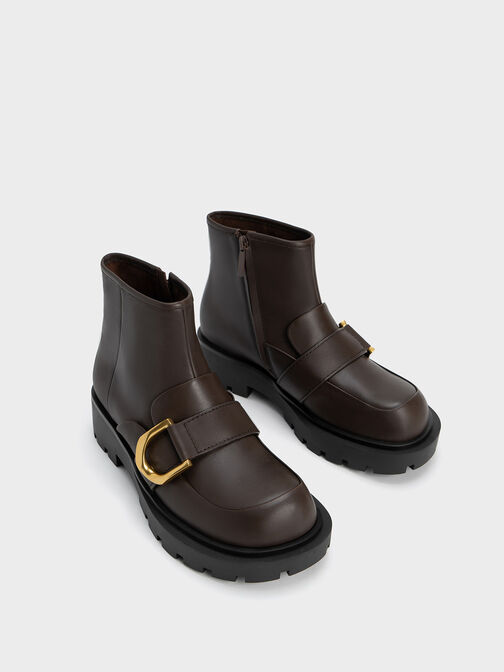 Gabine Loafer Ankle Boots, Dark Brown, hi-res