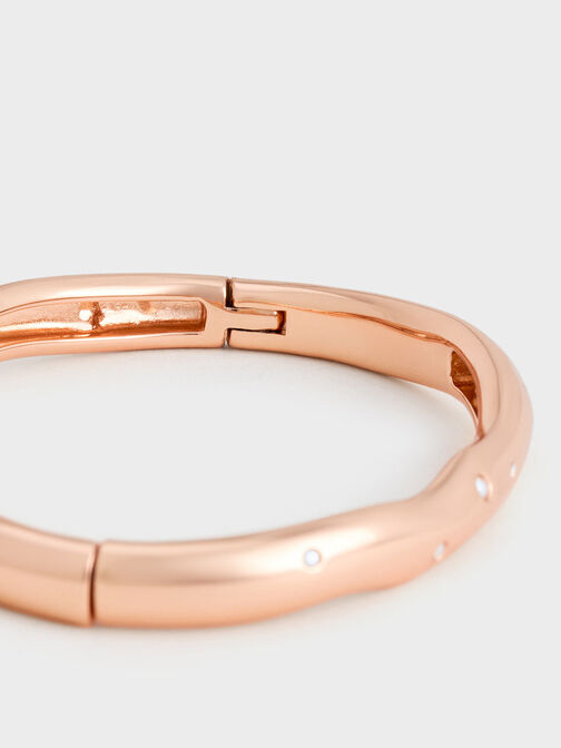 Ottilie Crystal Sculptural Bangle, Rose Gold, hi-res