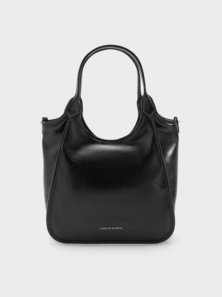 Mini Sianna Crinkle-Effect Slouchy Tote Bag, Noir, hi-res