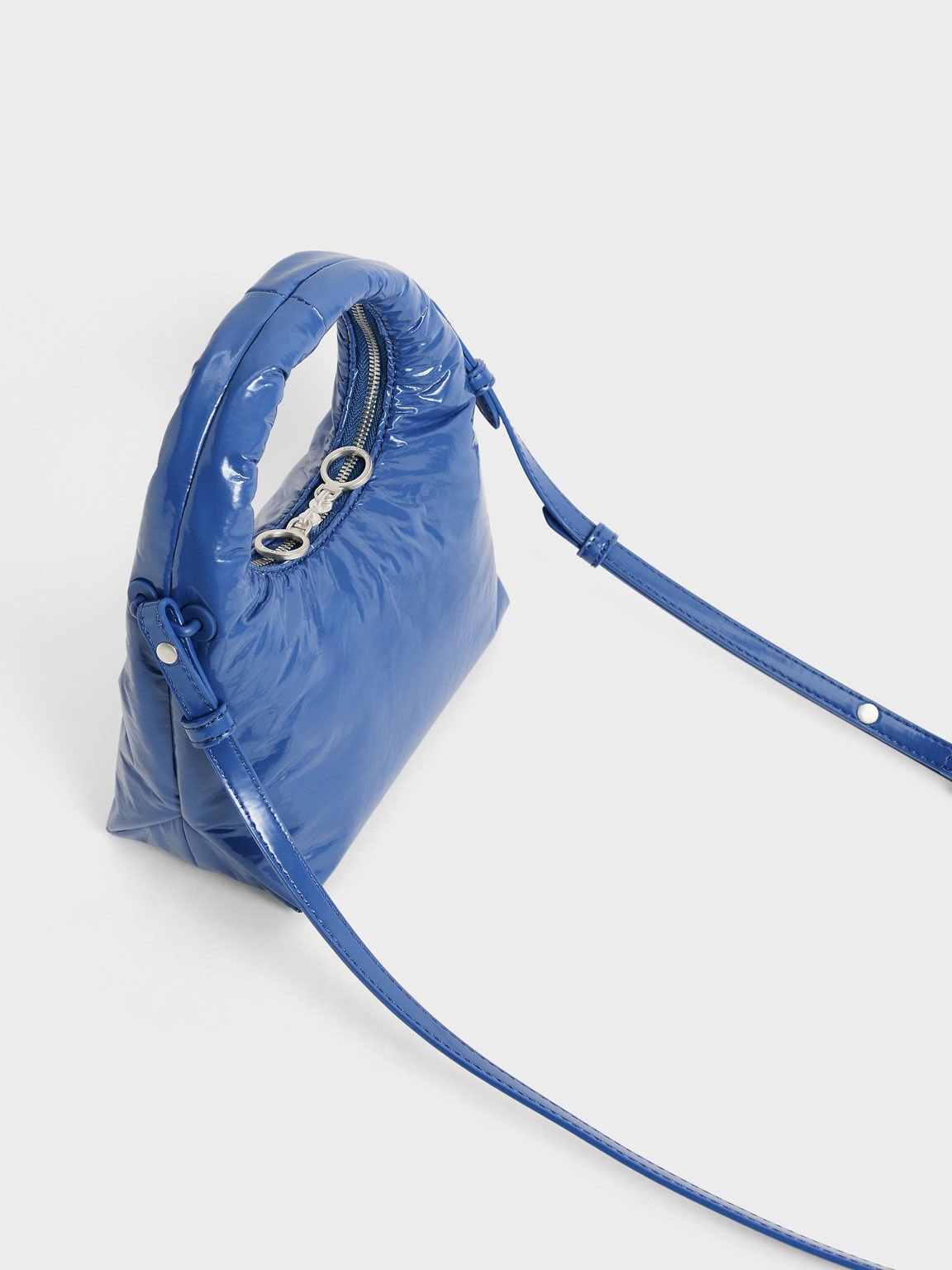 Arch Wrinkled-Effect Puffy Bag, Blue, hi-res