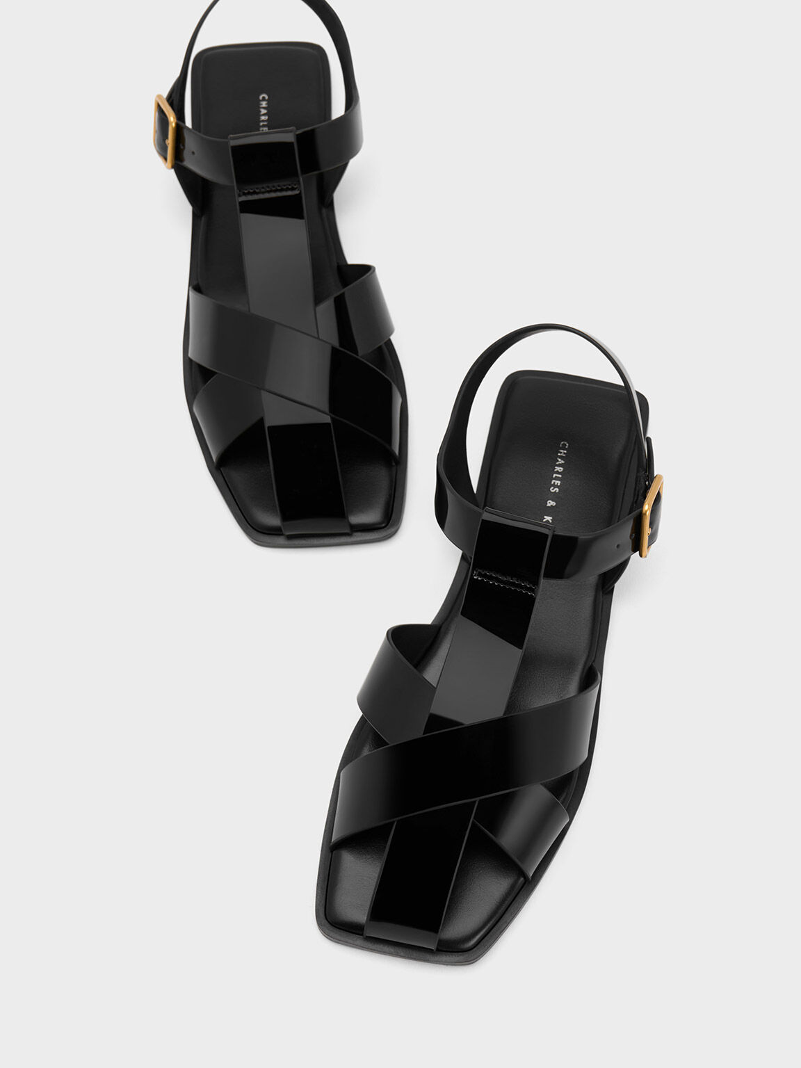 Black patent 2025 strappy sandals