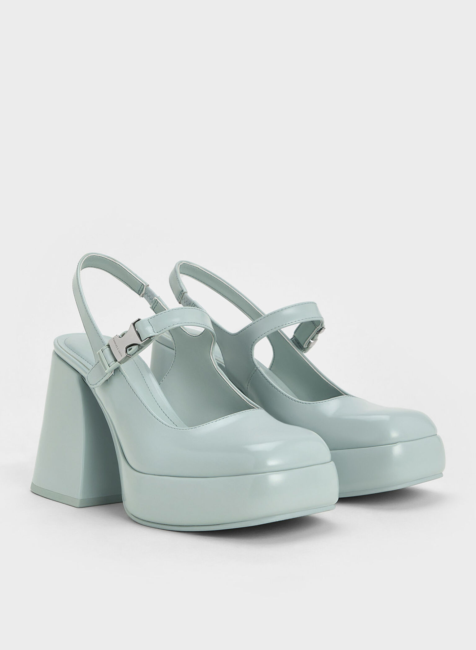 Laine Metallic-Buckle Platform Mary Janes, Blue, hi-res