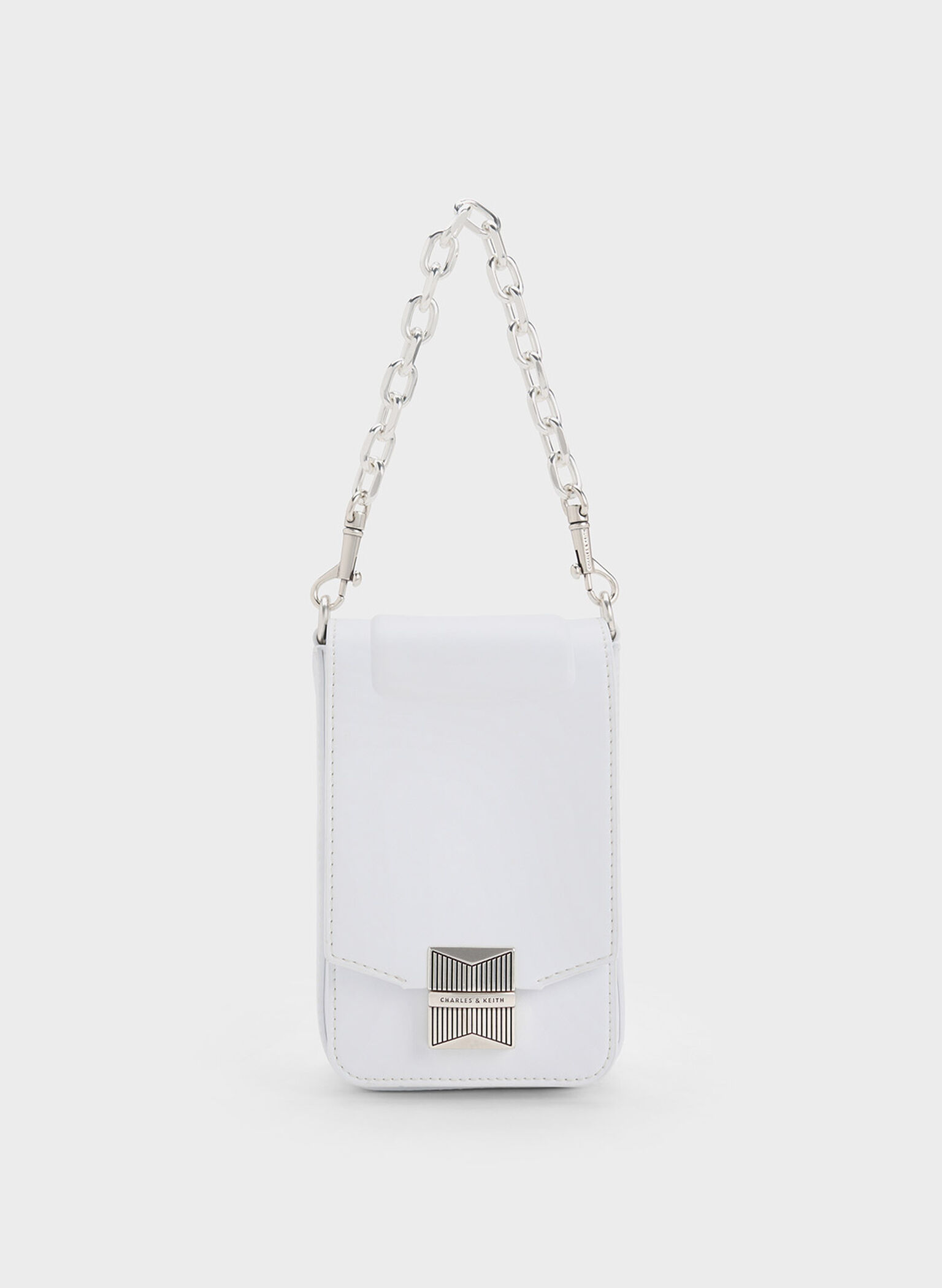 Kalinda Metallic Accent Phone Pouch, White, hi-res